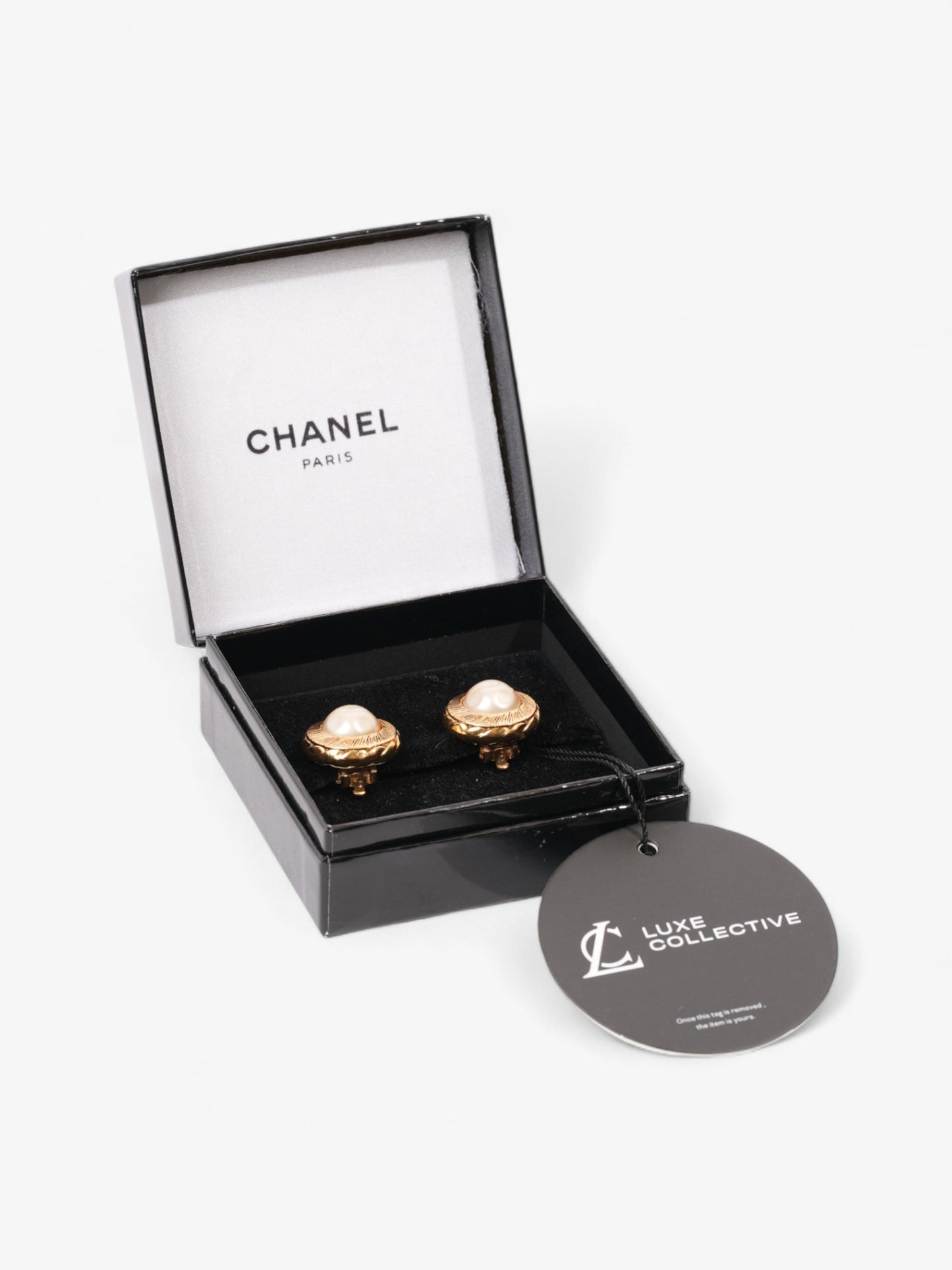 Chanel Faux Pearl Clip On Earrings Gold / White Base Metal