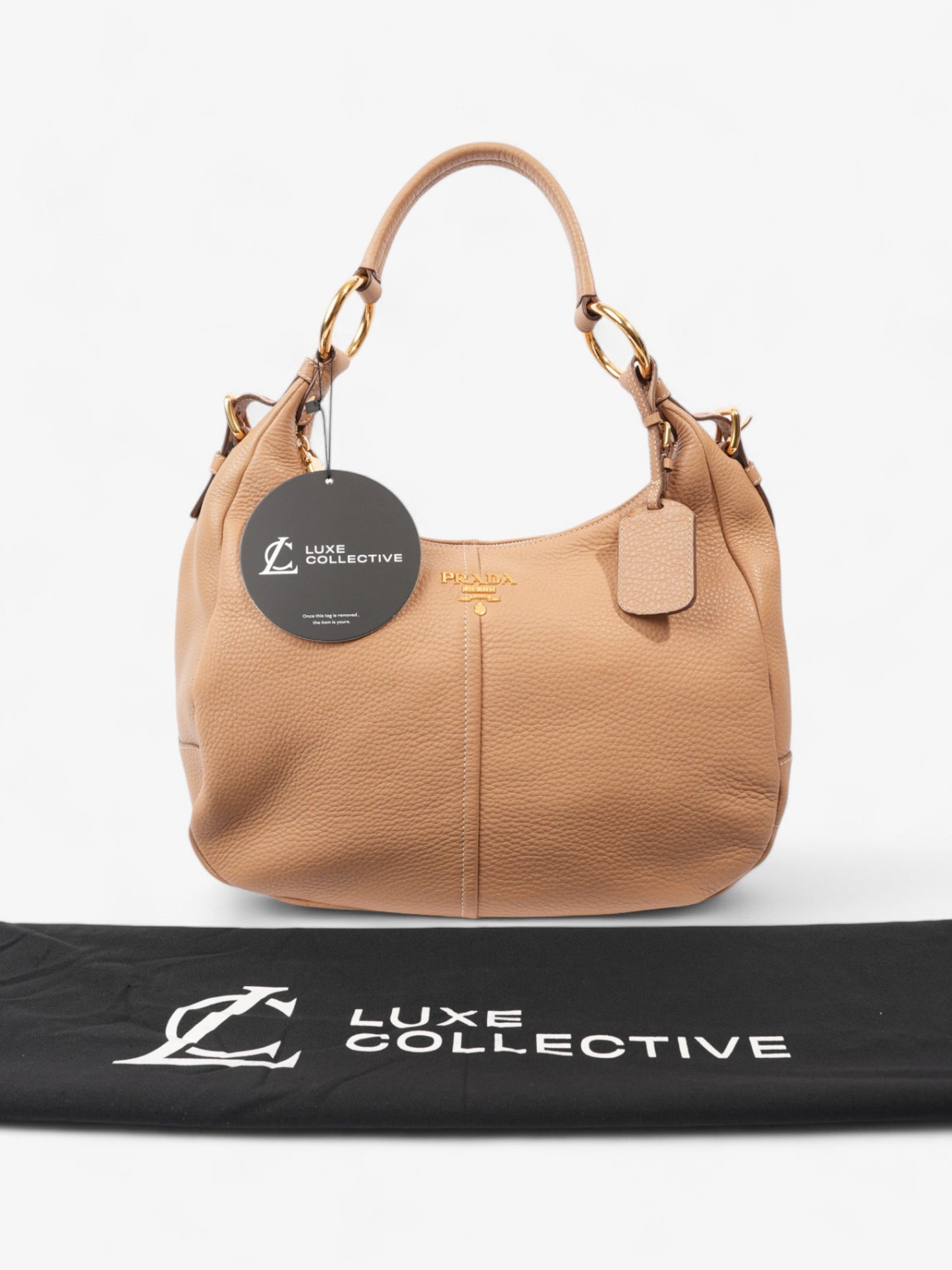 Prada Daino Shoulder Bag Beige Leather