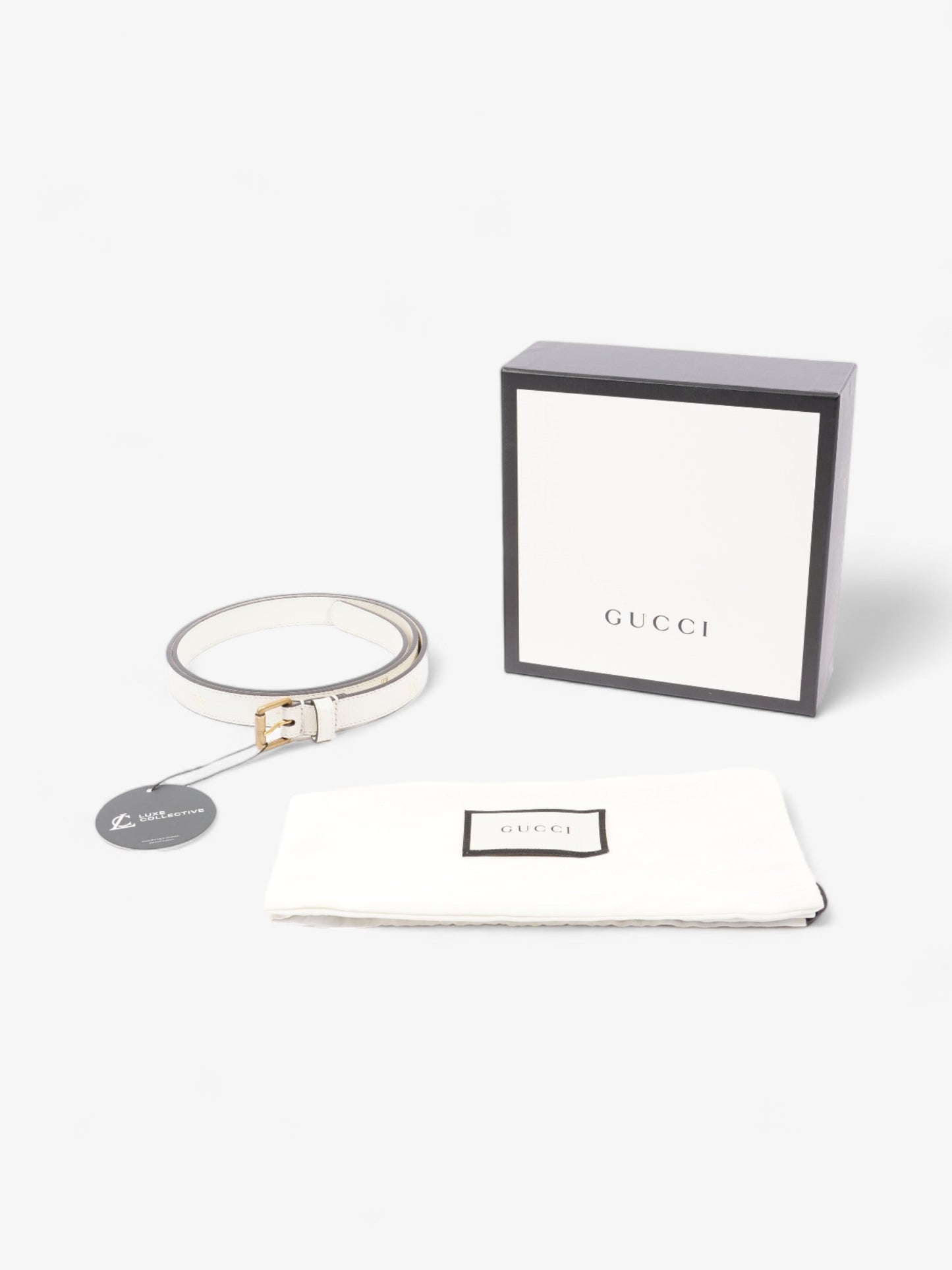 Gucci Bee Star Belt White Leather 100cm 40"