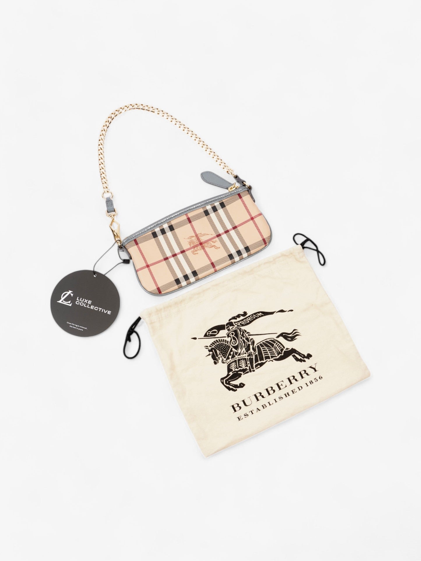 Burberry Clara Pochette Haymarket Check / Grey Canvas