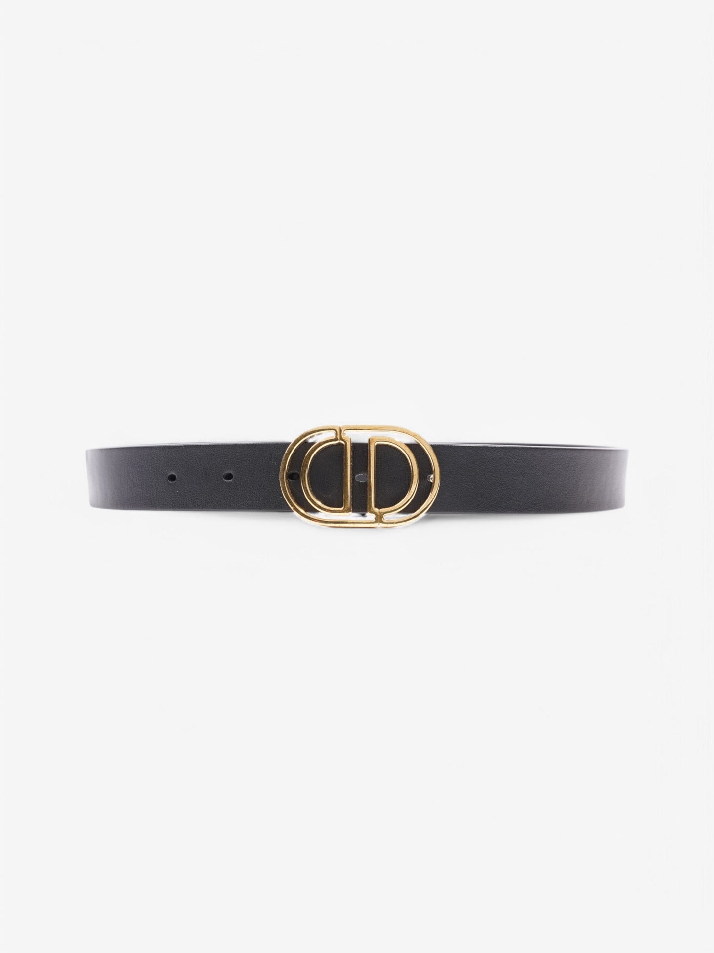 Christian Dior CD Belt Black / Gold Leather 75cm / 30"