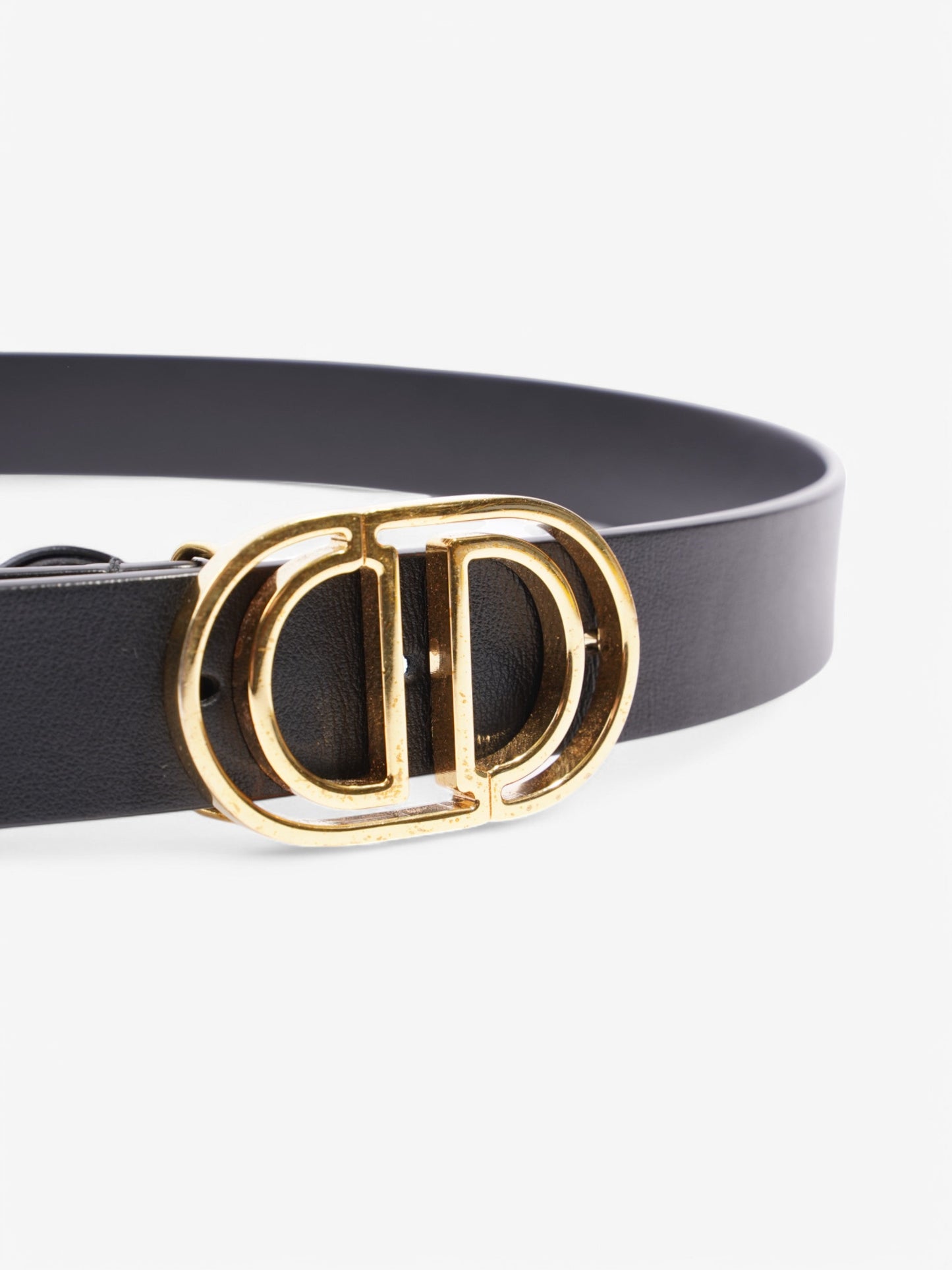 Christian Dior CD Belt Black / Gold Leather 75cm / 30"