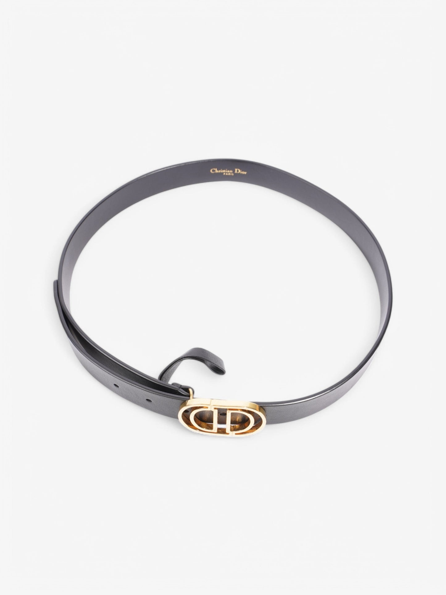 Christian Dior CD Belt Black / Gold Leather 75cm / 30"