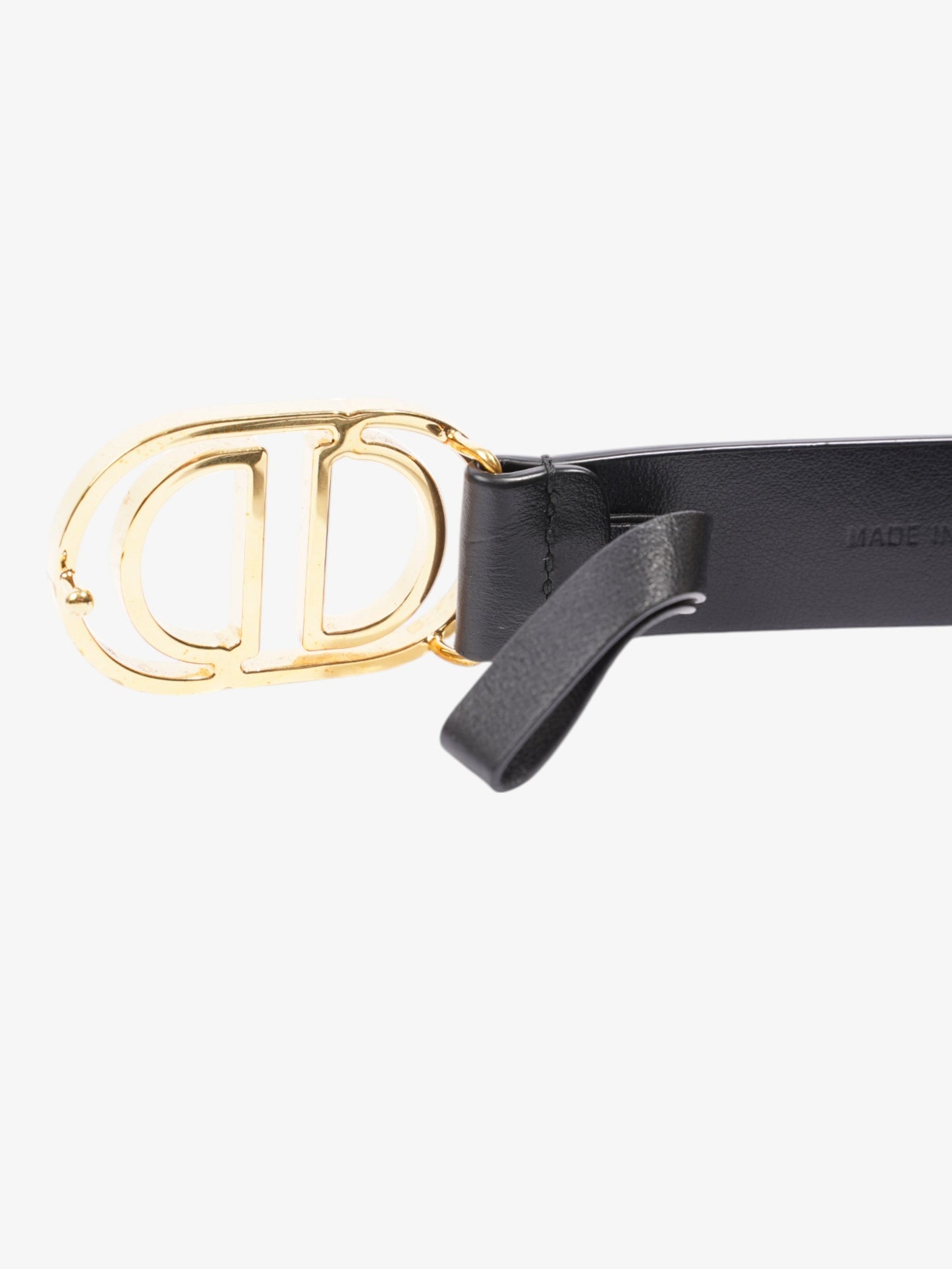 Christian Dior CD Belt Black / Gold Leather 75cm / 30"