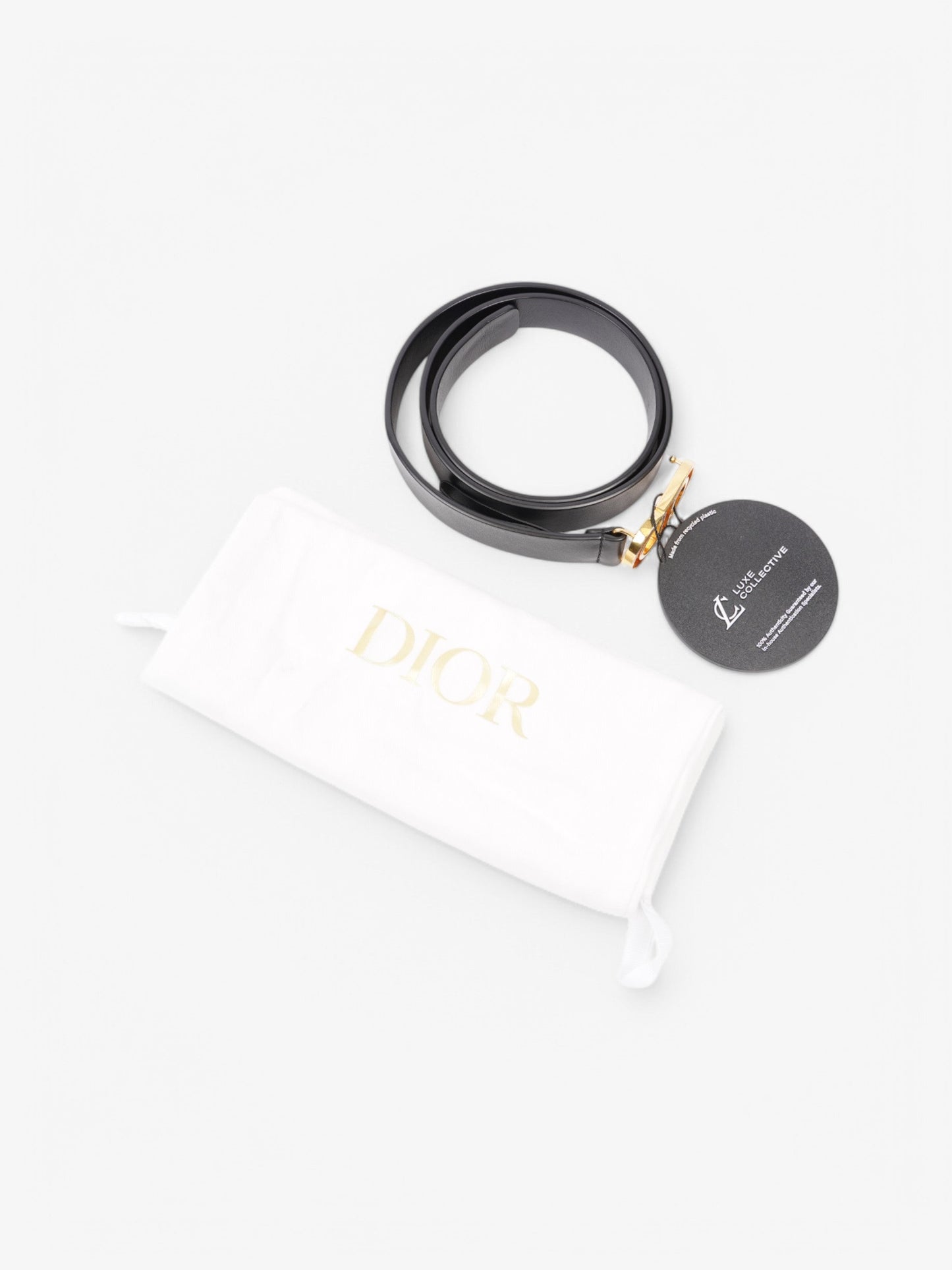 Christian Dior CD Belt Black / Gold Leather 75cm / 30"