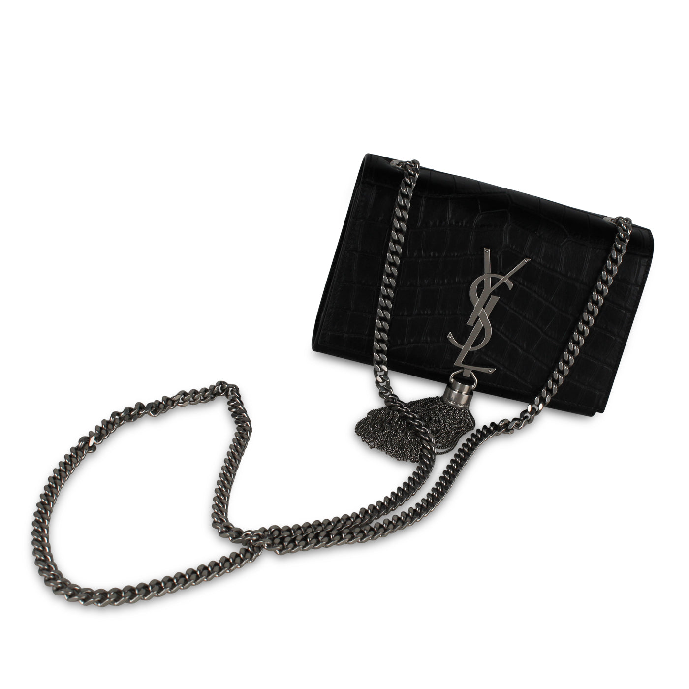 Saint Laurent Kate Tassel Bag - Croc Embossed