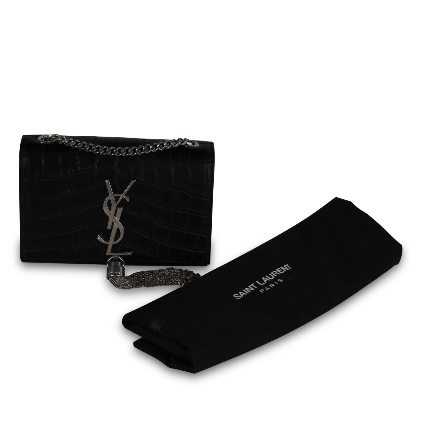 Saint Laurent Kate Tassel Bag - Croc Embossed