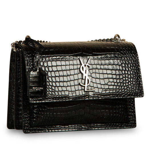 Saint Laurent Sunset Medium - Croc Embossed