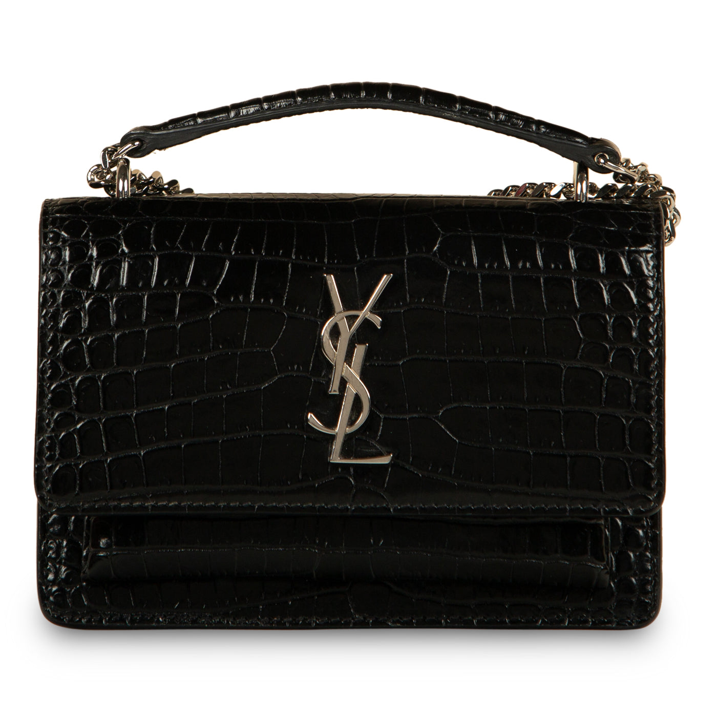 Saint Laurent Mini Sunset Crossbody - Croc Embossed