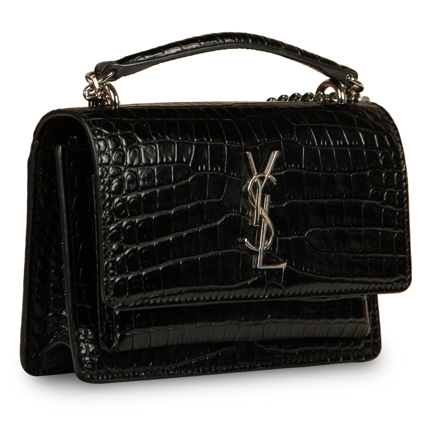 Saint Laurent Mini Sunset Crossbody - Croc Embossed