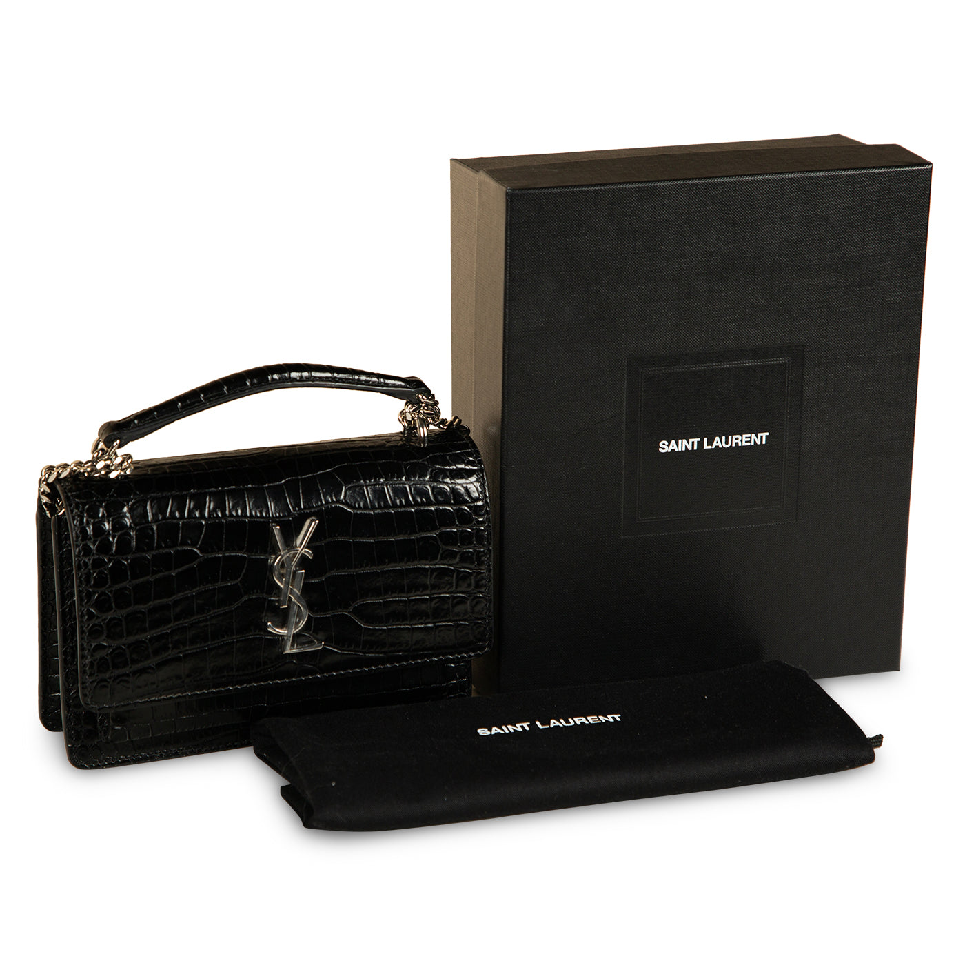 Saint Laurent Mini Sunset Crossbody - Croc Embossed