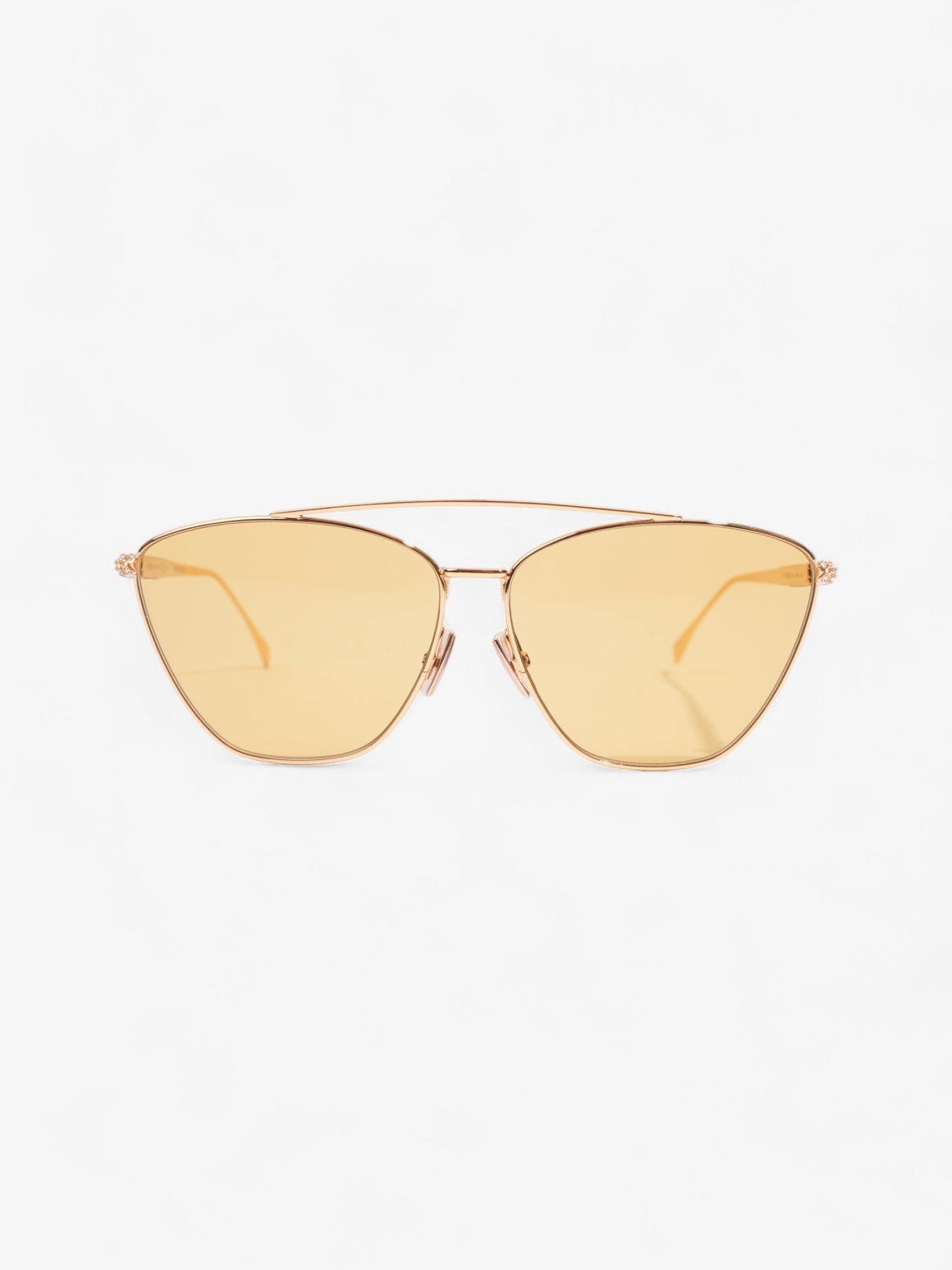 Fendi Baguette Aviator Sunglasses Gold / Yellow Acetate 145mm