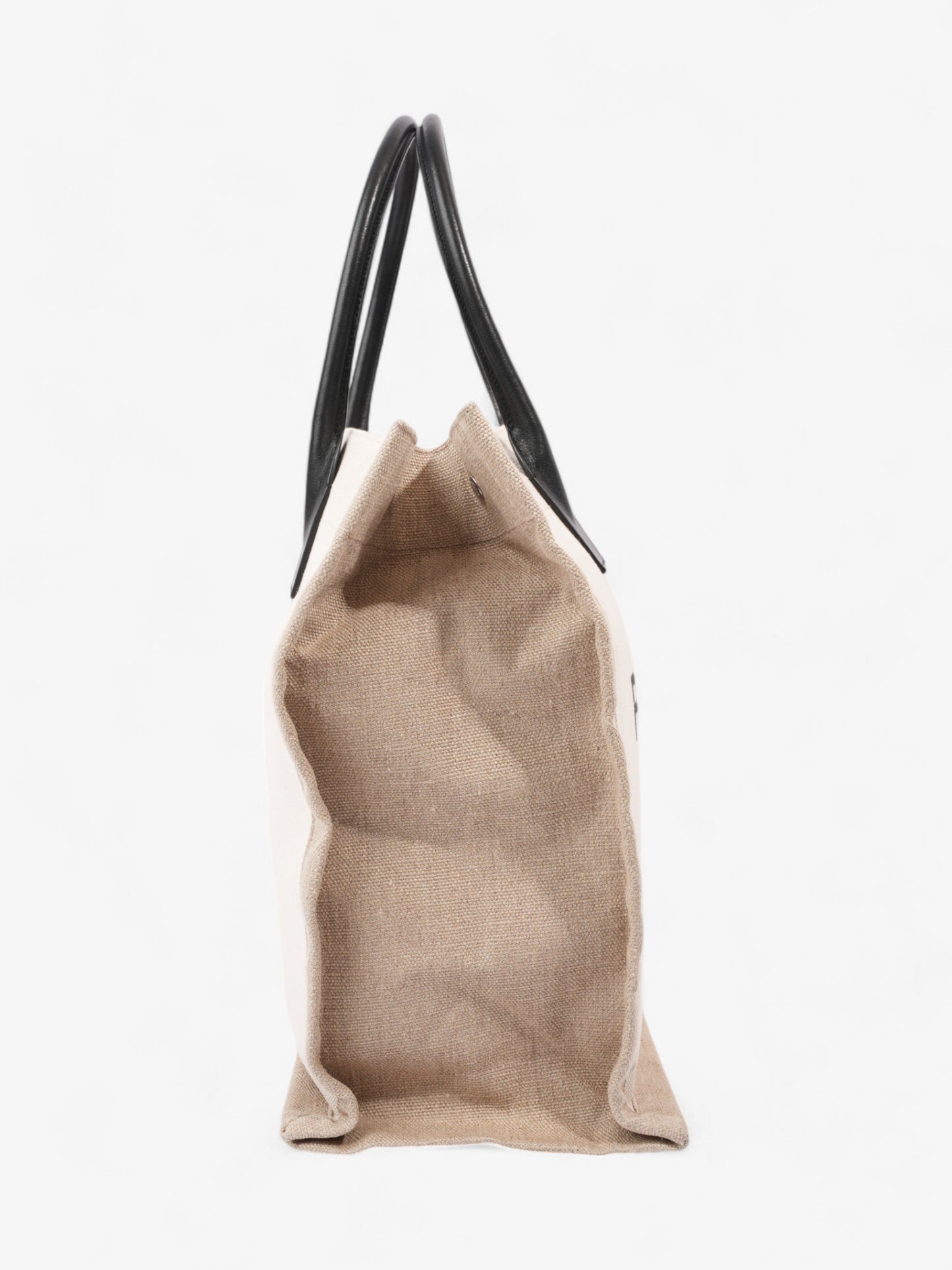 Saint Laurent Rive Gauche Tote Greige / Black Canvas Large