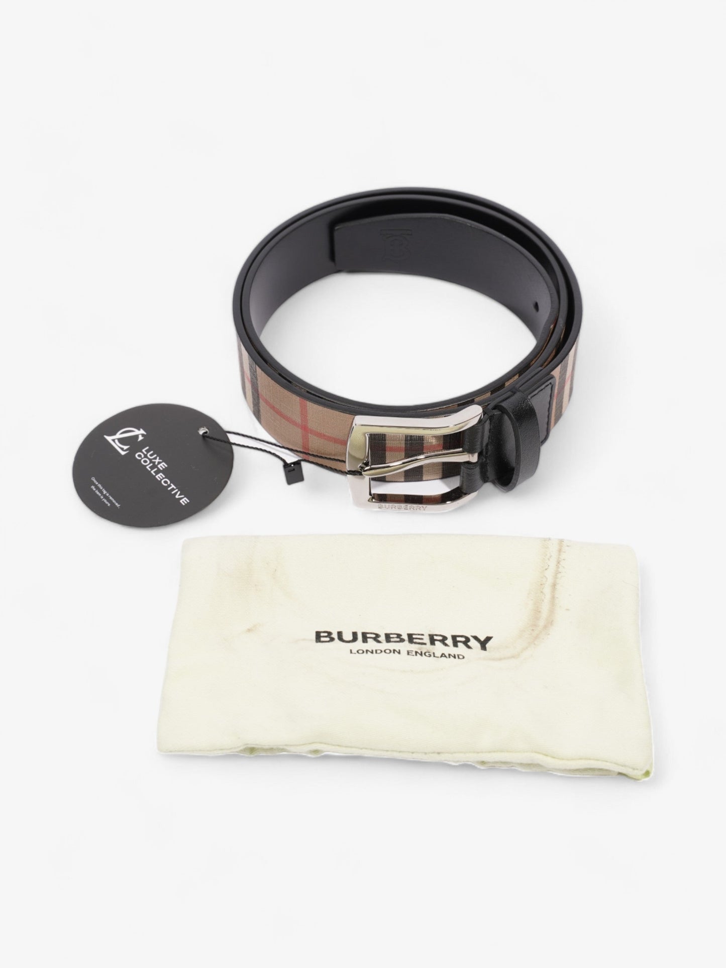 Burberry Check Belt Black / Nova Check Leather 85cm / 34"