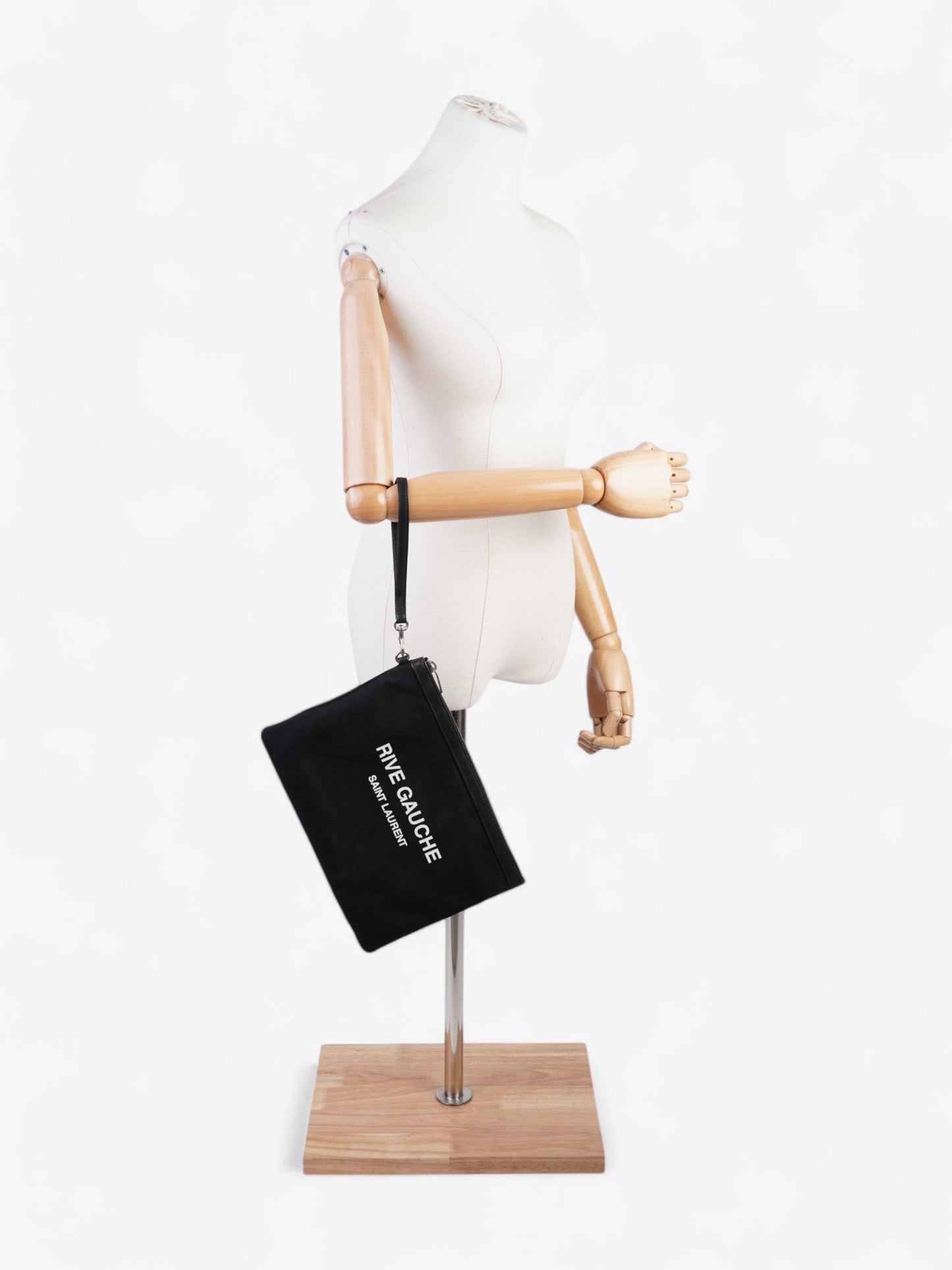 Saint Laurent Rive Gauche Clutch Black / White Canvas