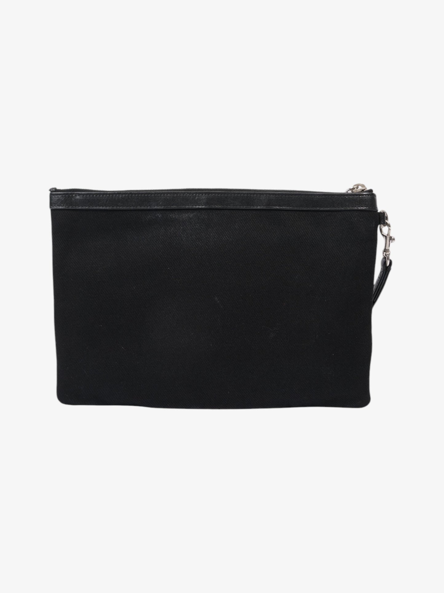 Saint Laurent Rive Gauche Clutch Black / White Canvas