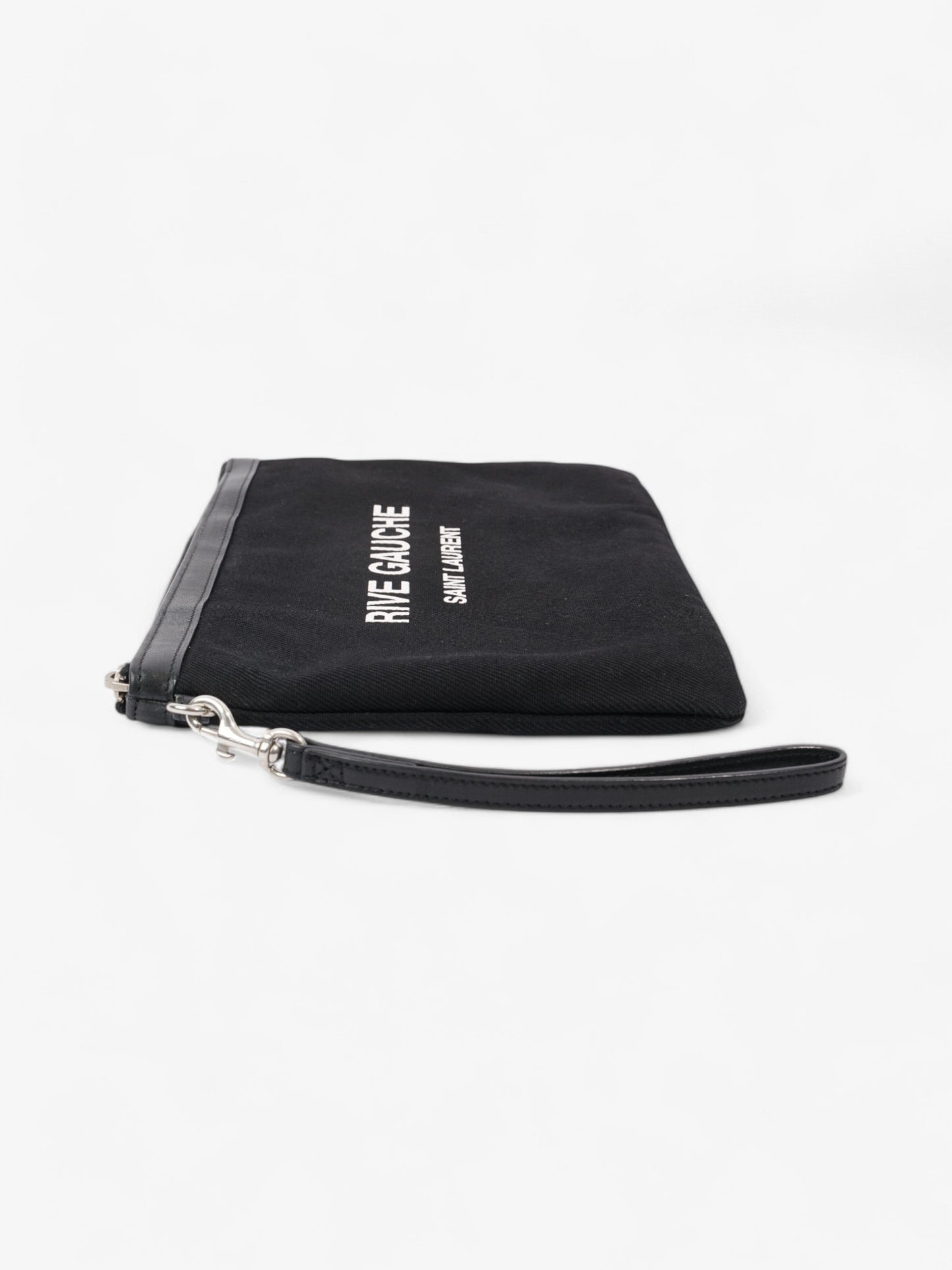 Saint Laurent Rive Gauche Clutch Black / White Canvas
