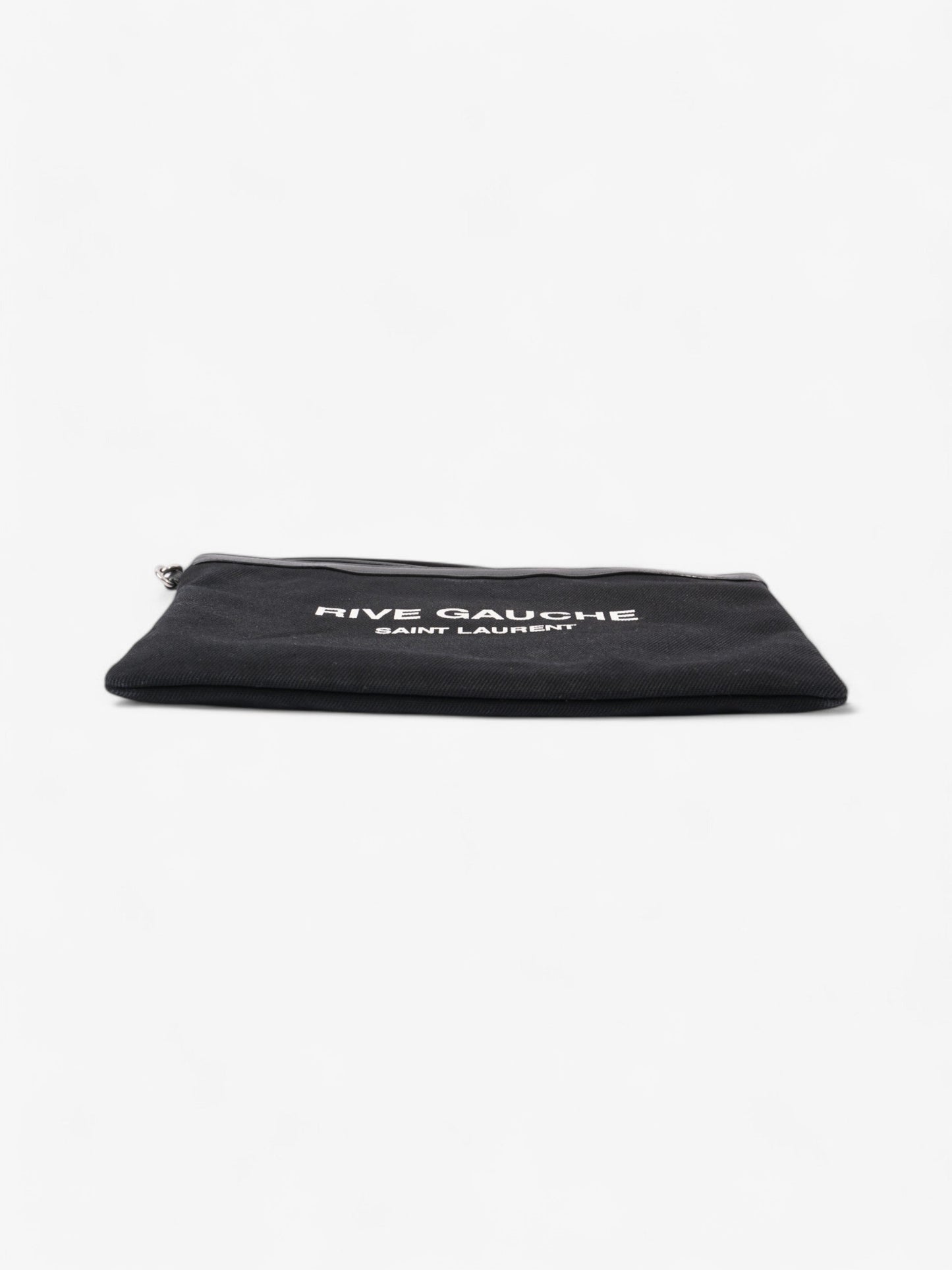Saint Laurent Rive Gauche Clutch Black / White Canvas
