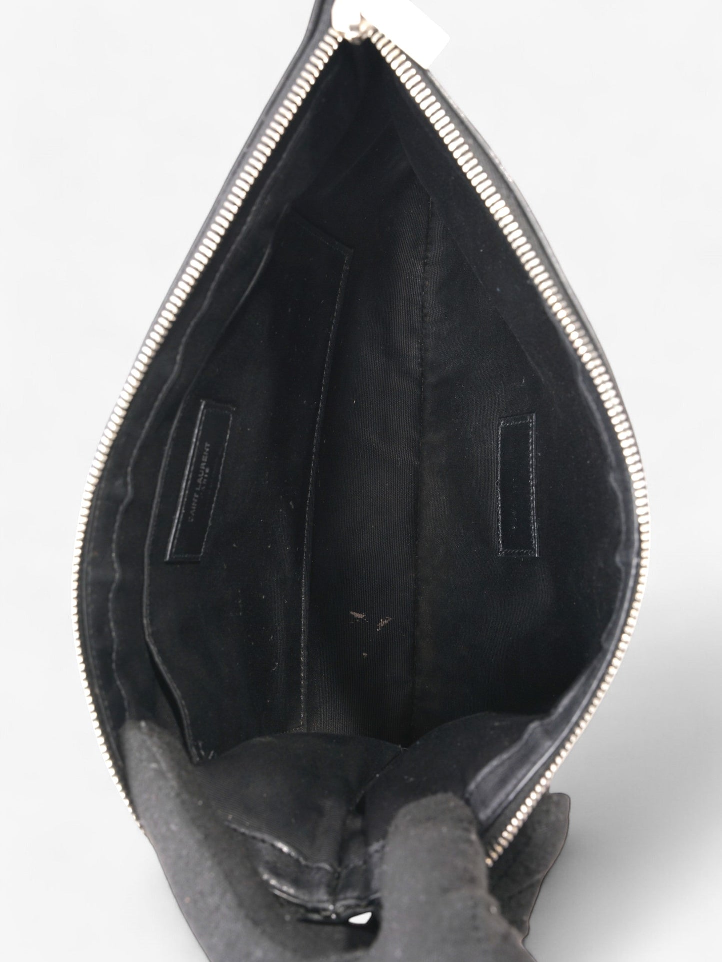 Saint Laurent Rive Gauche Clutch Black / White Canvas