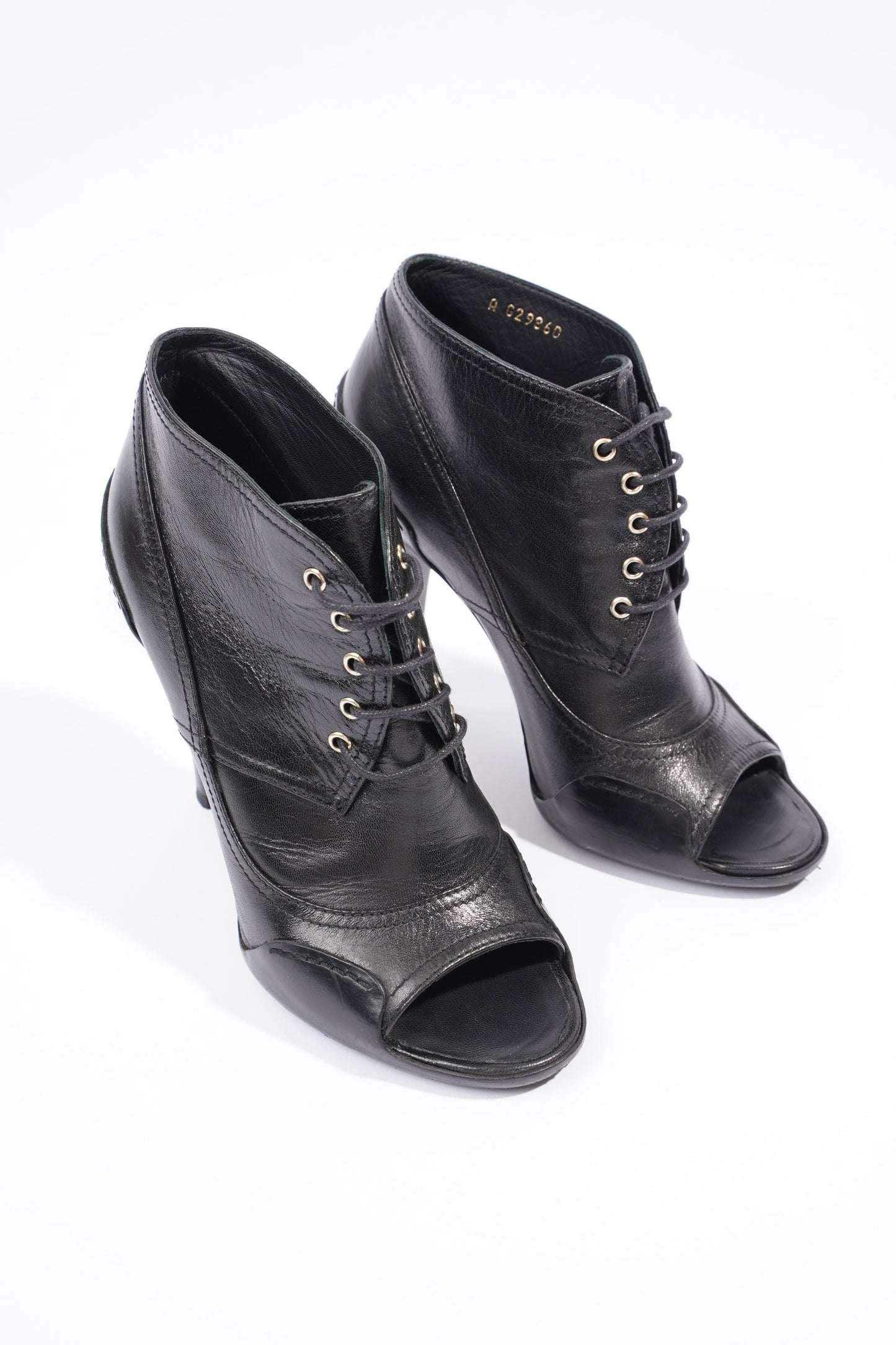 Chanel Lace Up Boots 100 Black Leather EU 37.5 UK 4.5
