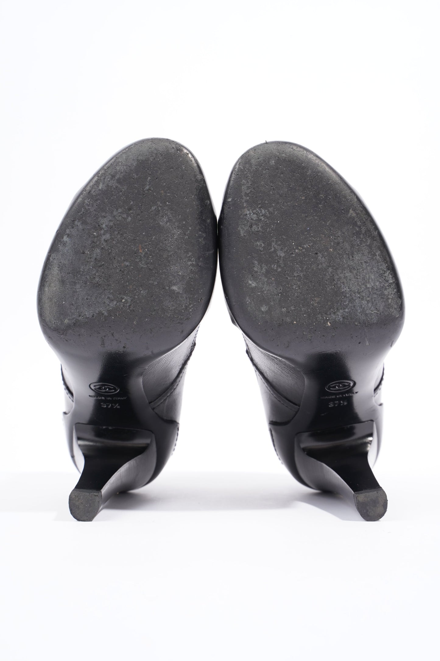 Chanel Lace Up Boots 100 Black Leather EU 37.5 UK 4.5