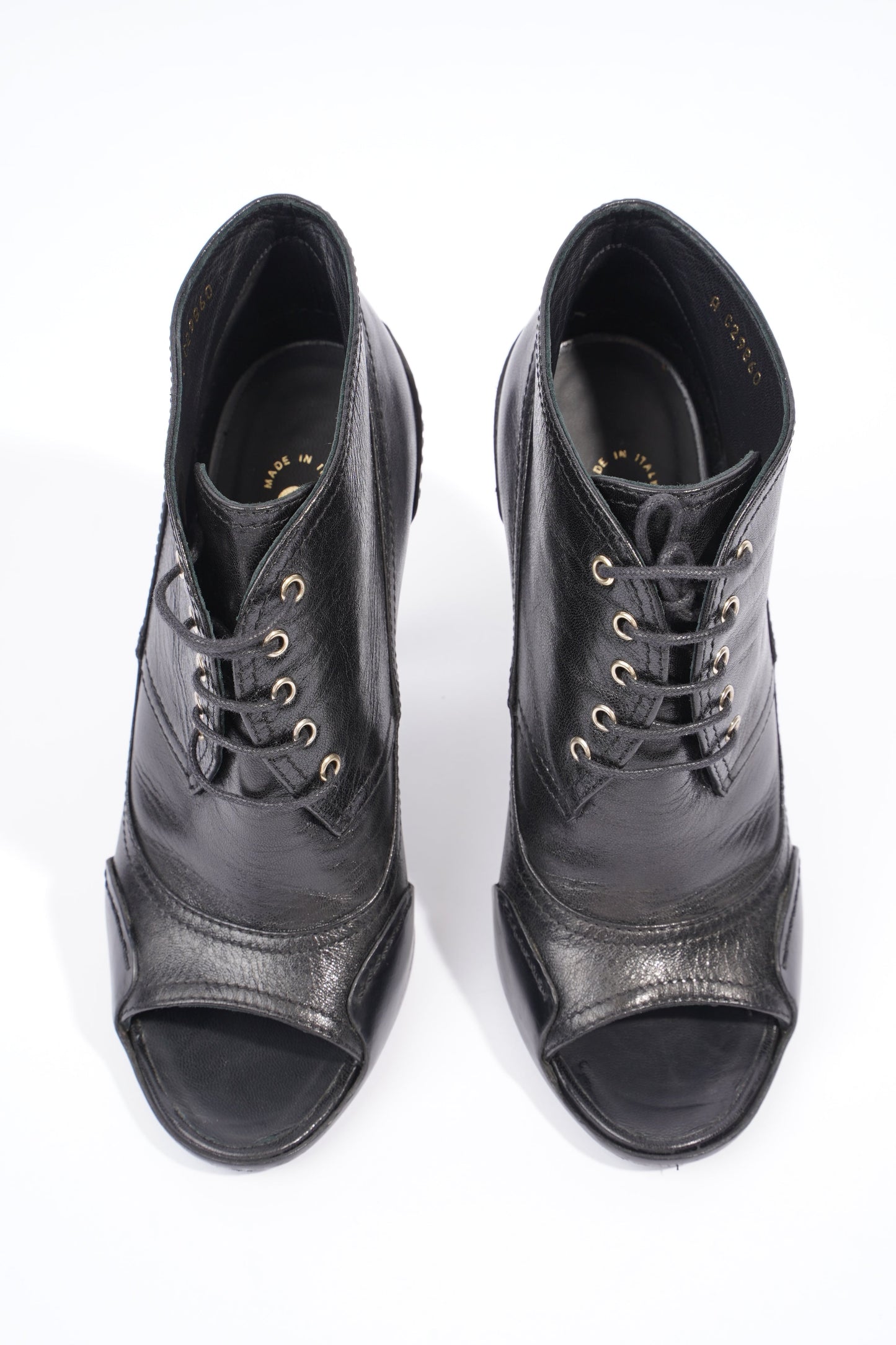 Chanel Lace Up Boots 100 Black Leather EU 37.5 UK 4.5