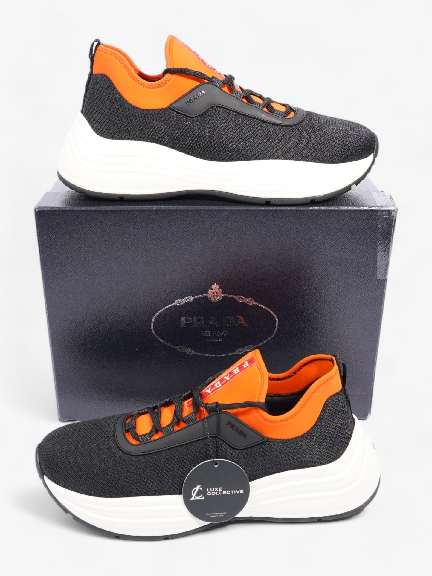 Prada Neoprene Sneakers Black / Orange Neoprene EU 43 UK 9