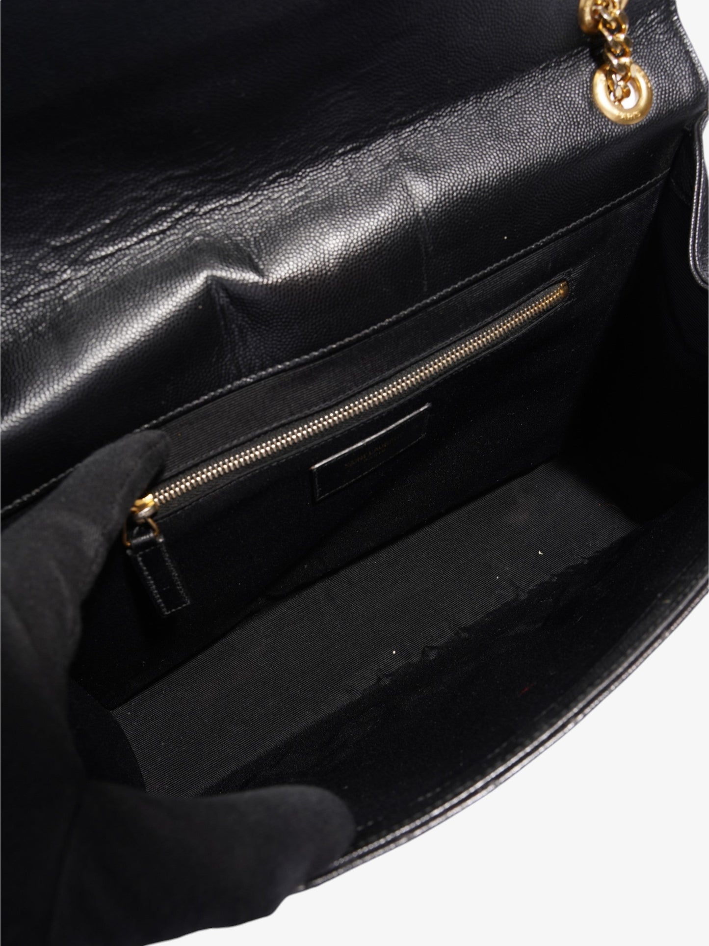Saint Laurent Envelope Black Grained Leather Large