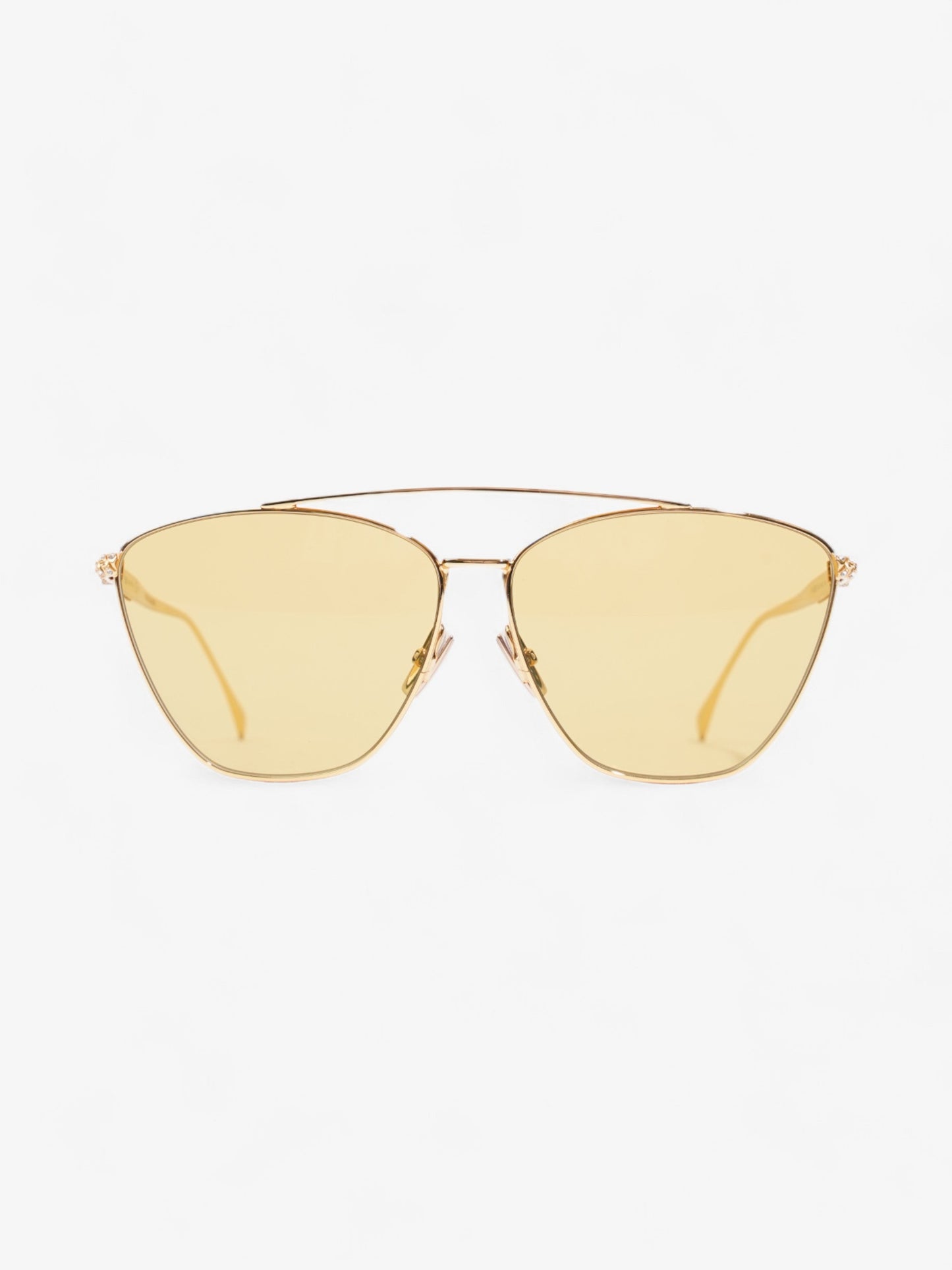 Fendi Baguette Aviator Sunglasses Gold / Yellow Acetate 145mm