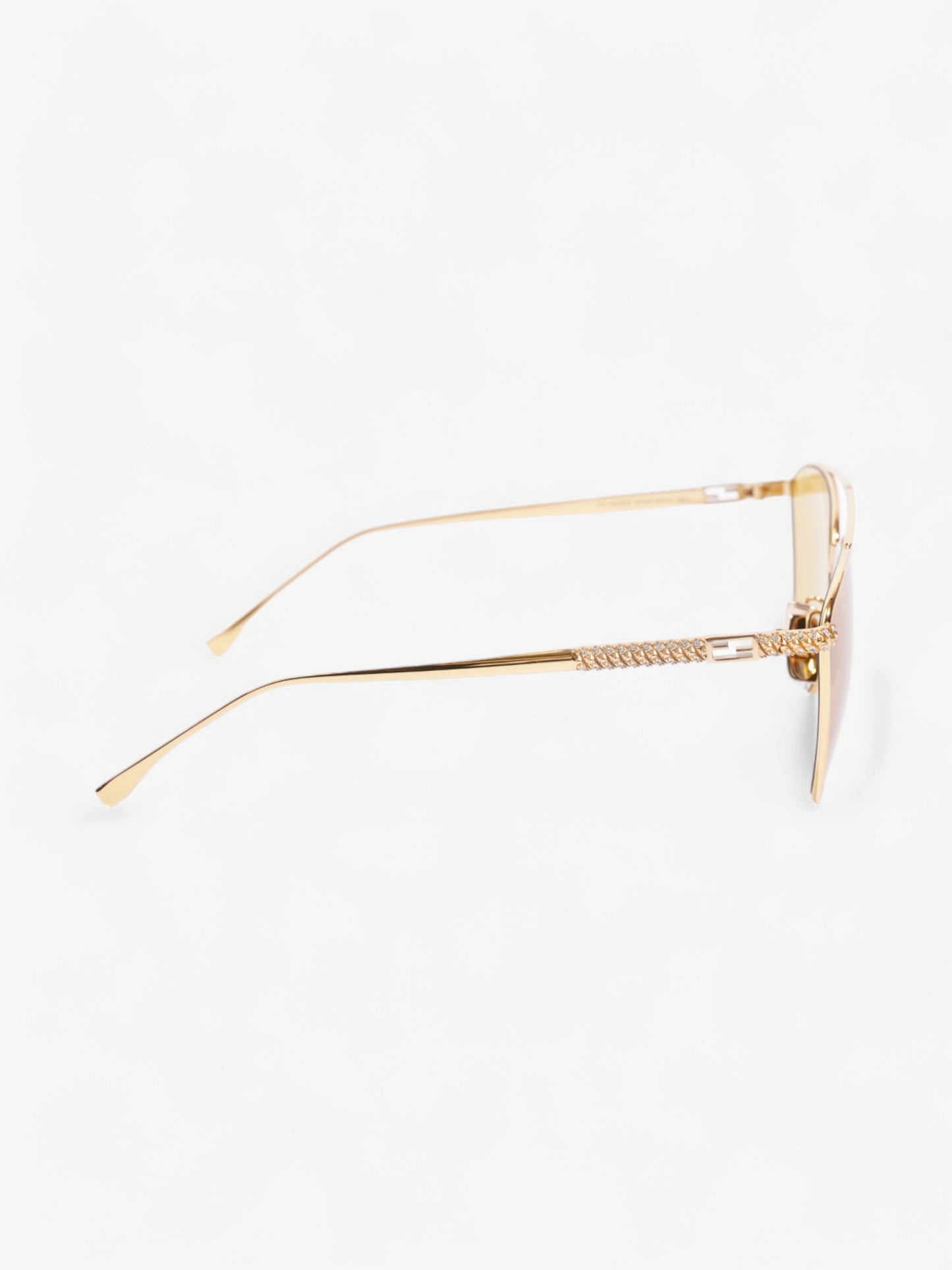 Fendi Baguette Aviator Sunglasses Gold / Yellow Acetate 145mm