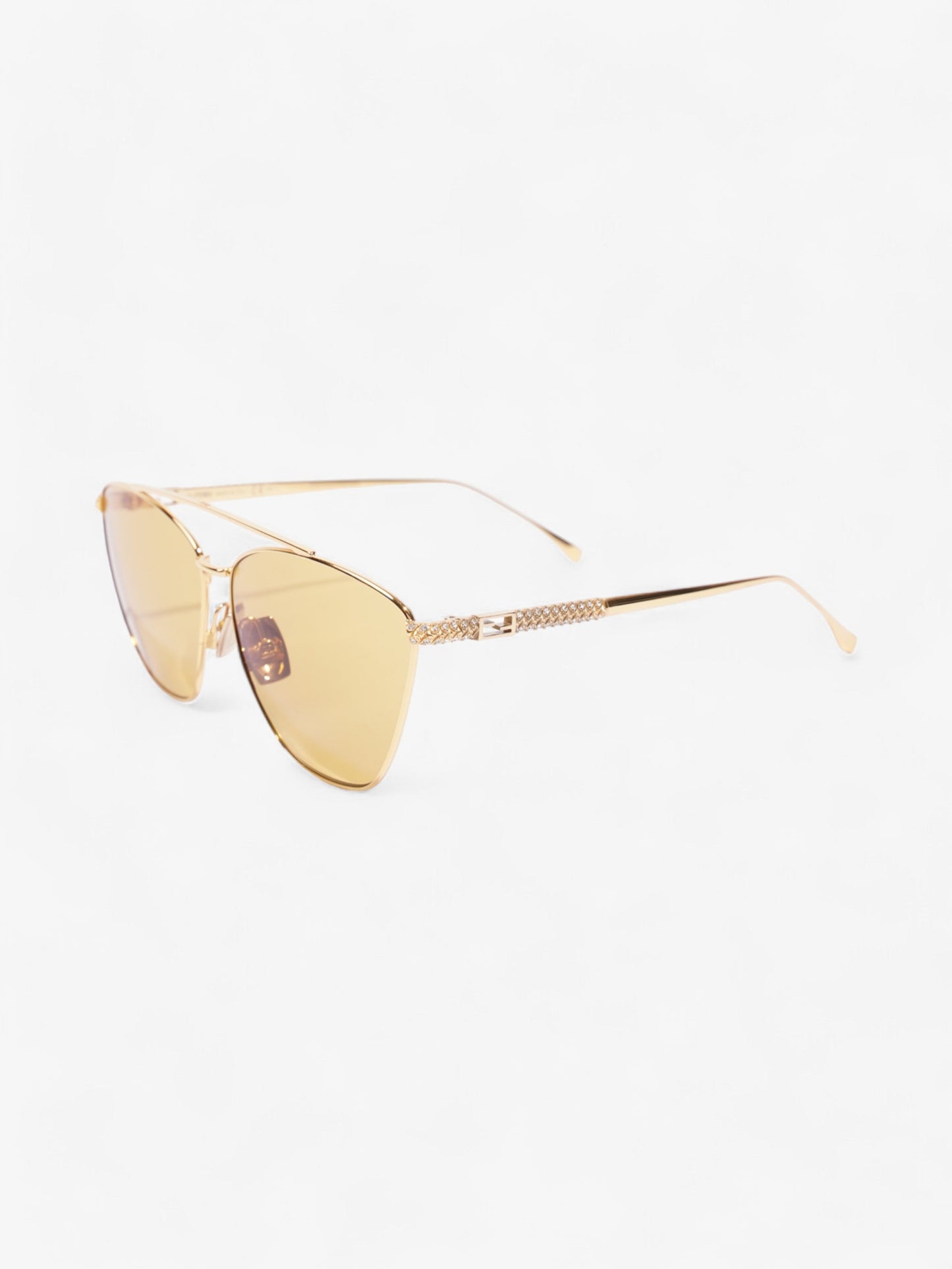 Fendi Baguette Aviator Sunglasses Gold / Yellow Acetate 145mm