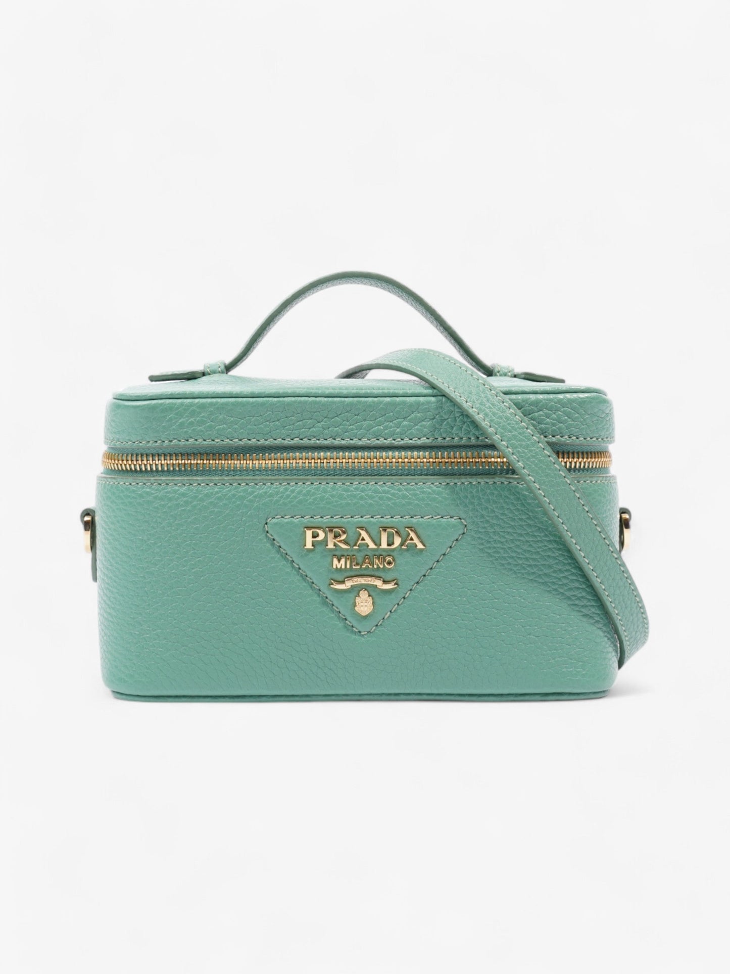 Prada Top Handle Bag Green Calfskin Leather Mini