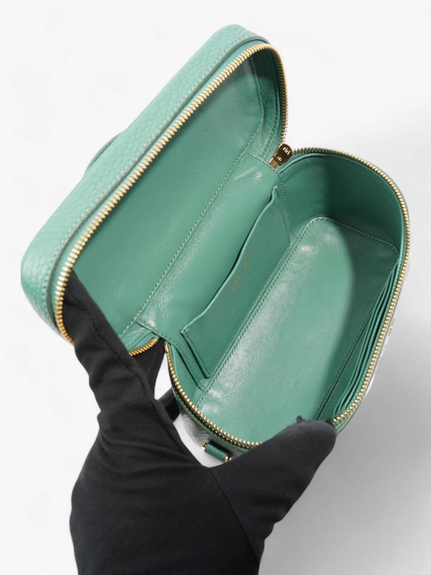 Prada Top Handle Bag Green Calfskin Leather Mini