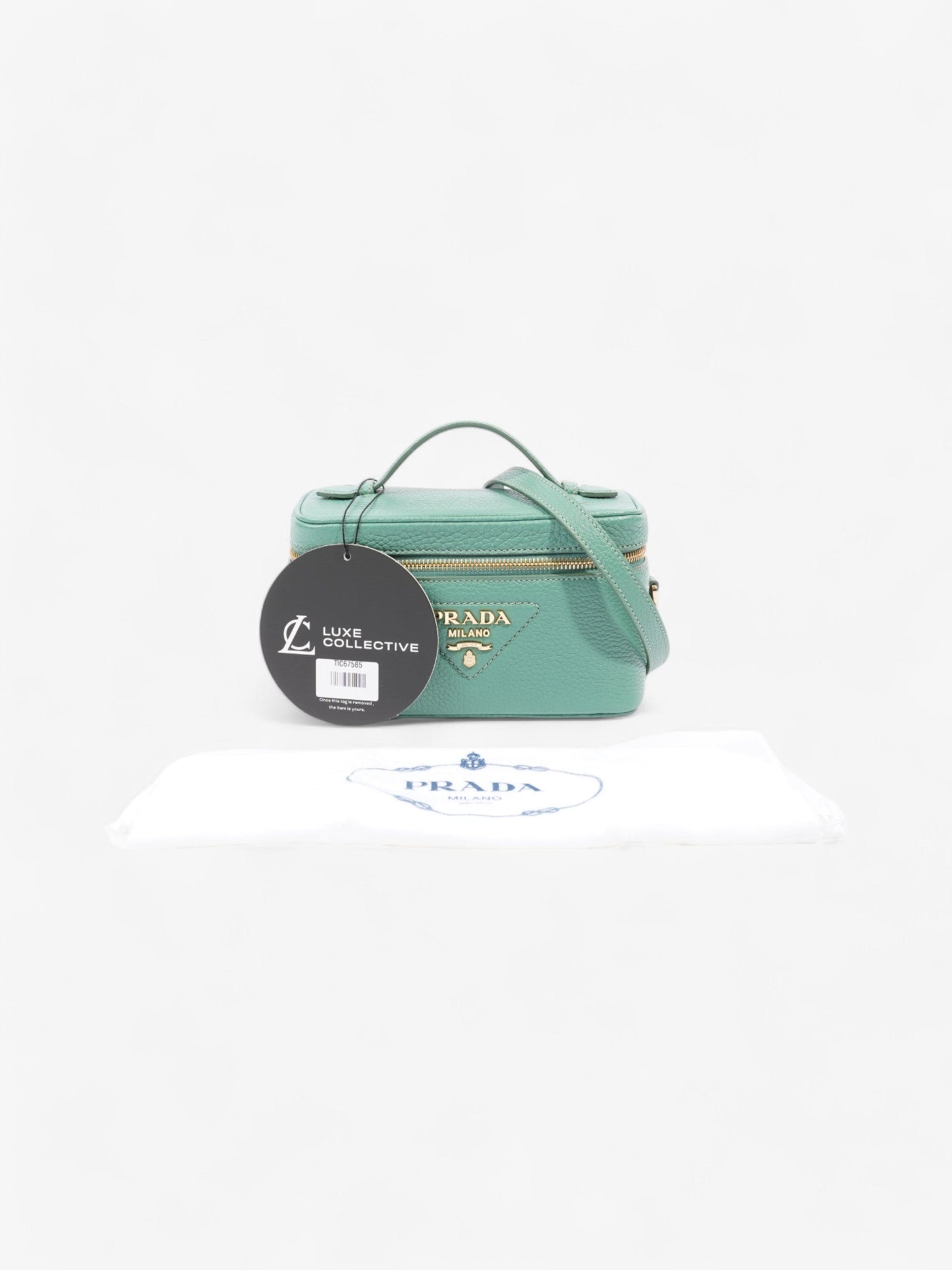 Prada Top Handle Bag Green Calfskin Leather Mini