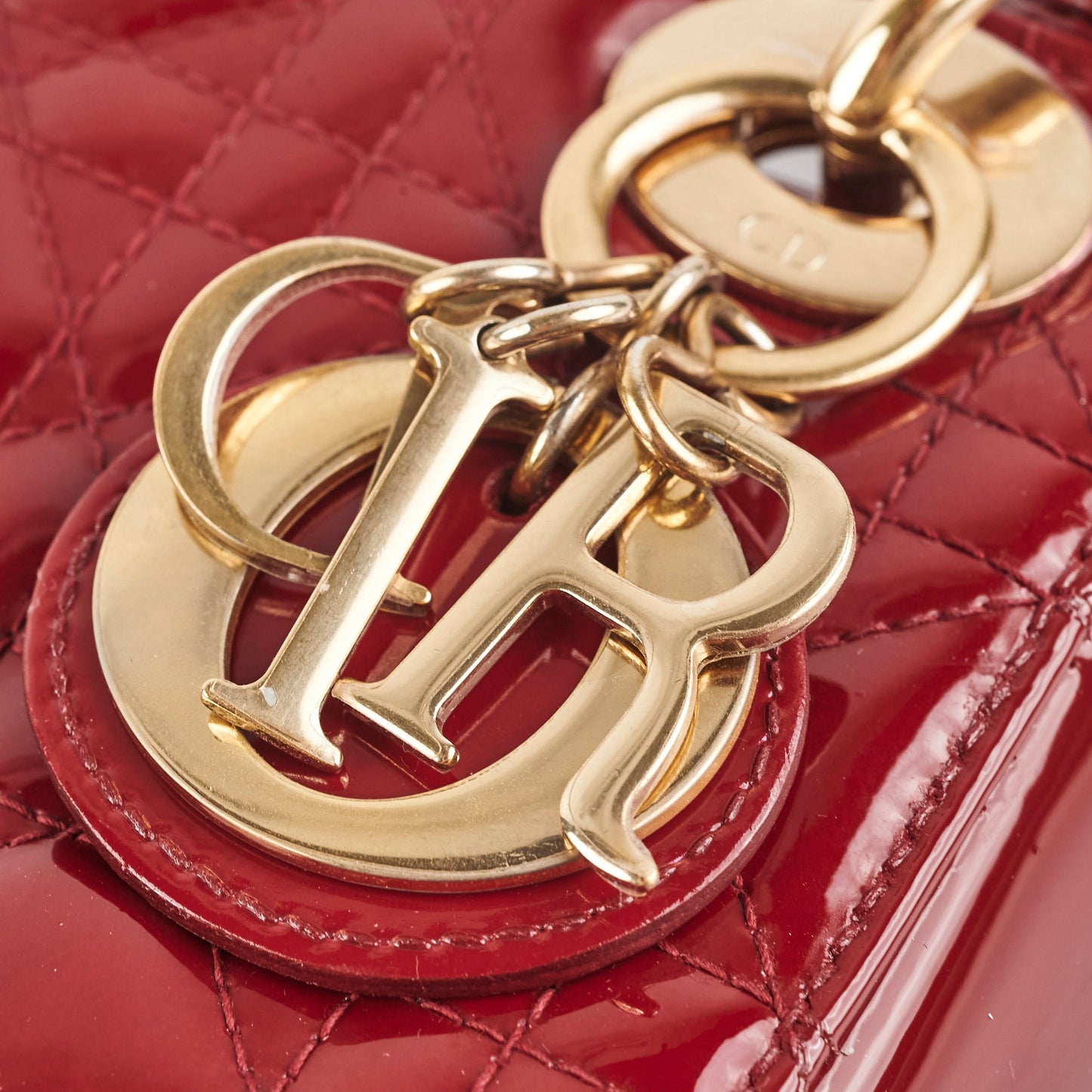 Christian Dior Lady Dior Mini Patent Red