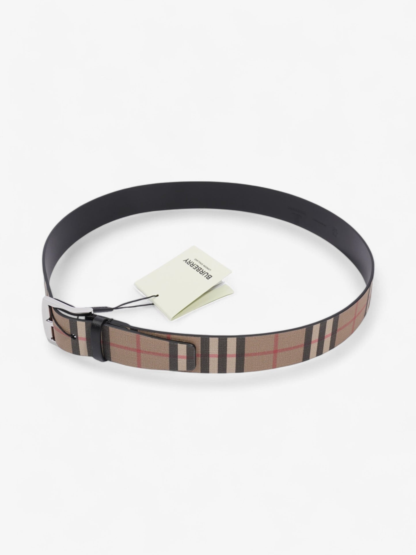 Burberry Checkered Belt Beige Checkered / Black Leather 90cm 36"