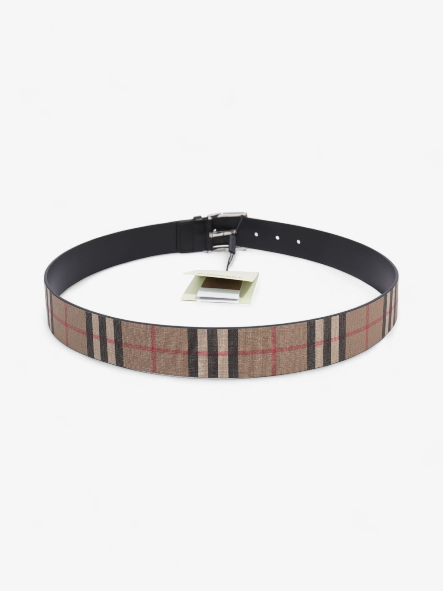 Burberry Checkered Belt Beige Checkered / Black Leather 90cm 36"