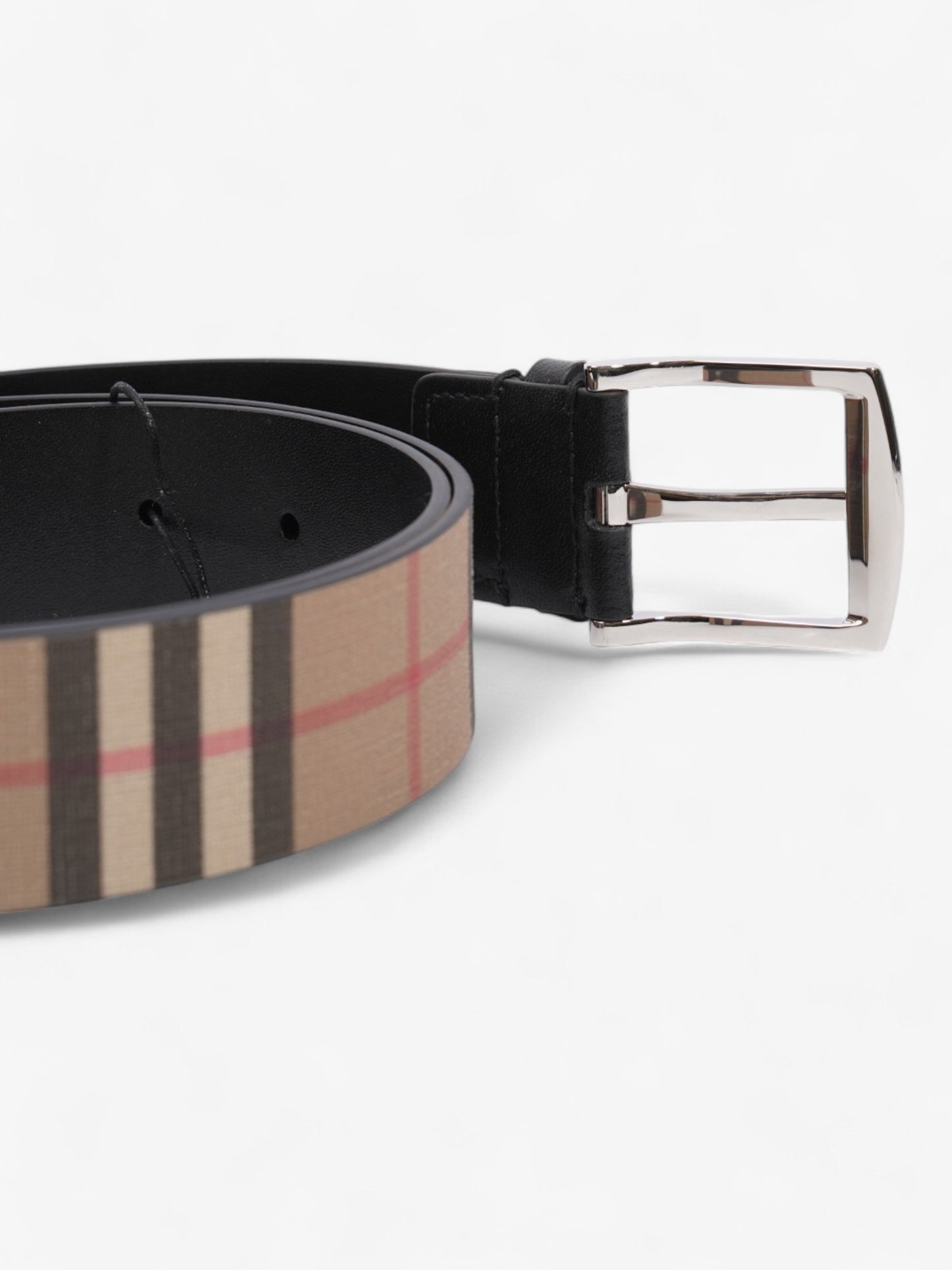 Burberry Checkered Belt Beige Checkered / Black Leather 90cm 36"