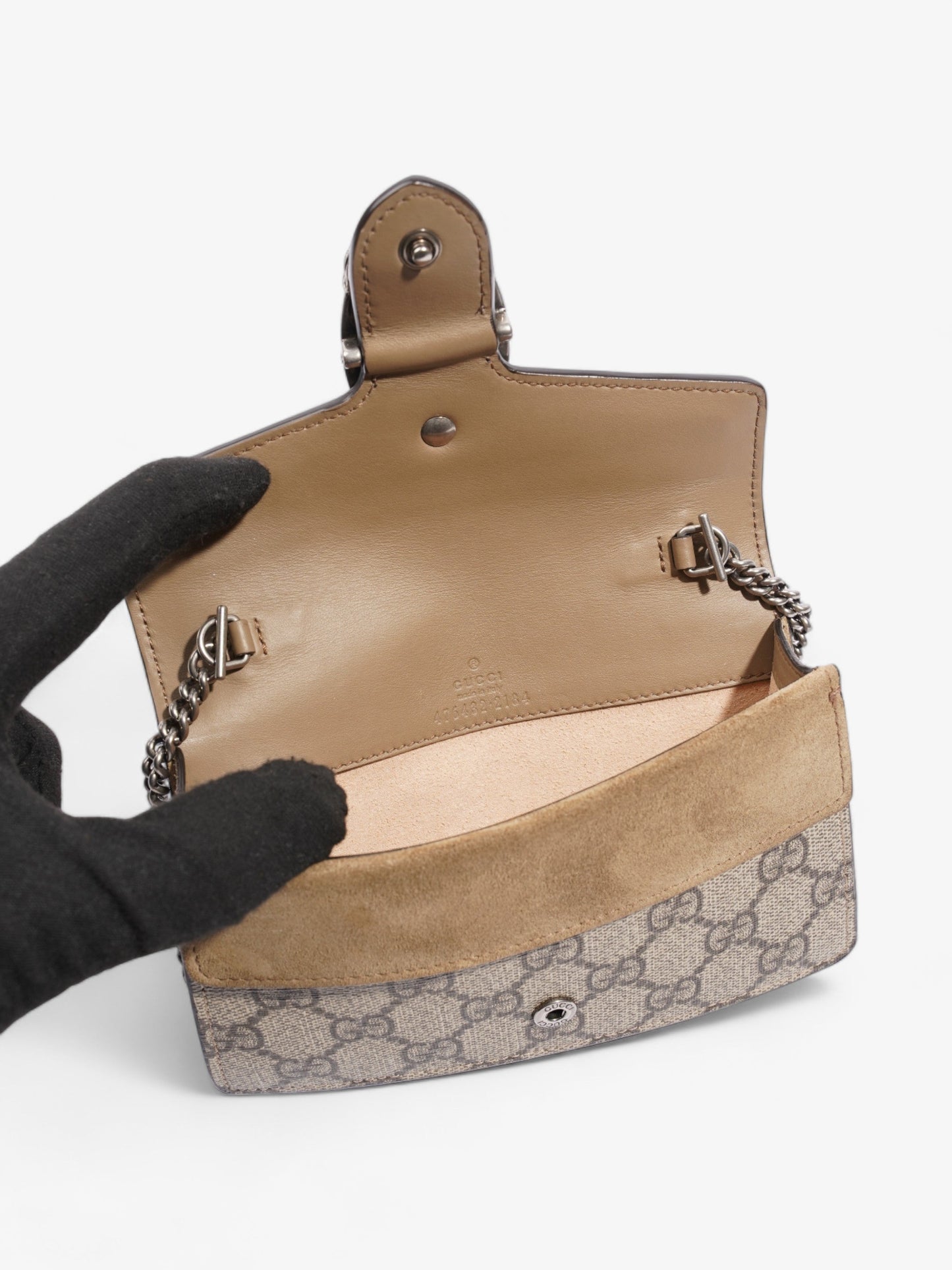 Gucci Dionysus Super Mini Beige And Ebony GG Supreme Coated Canvas