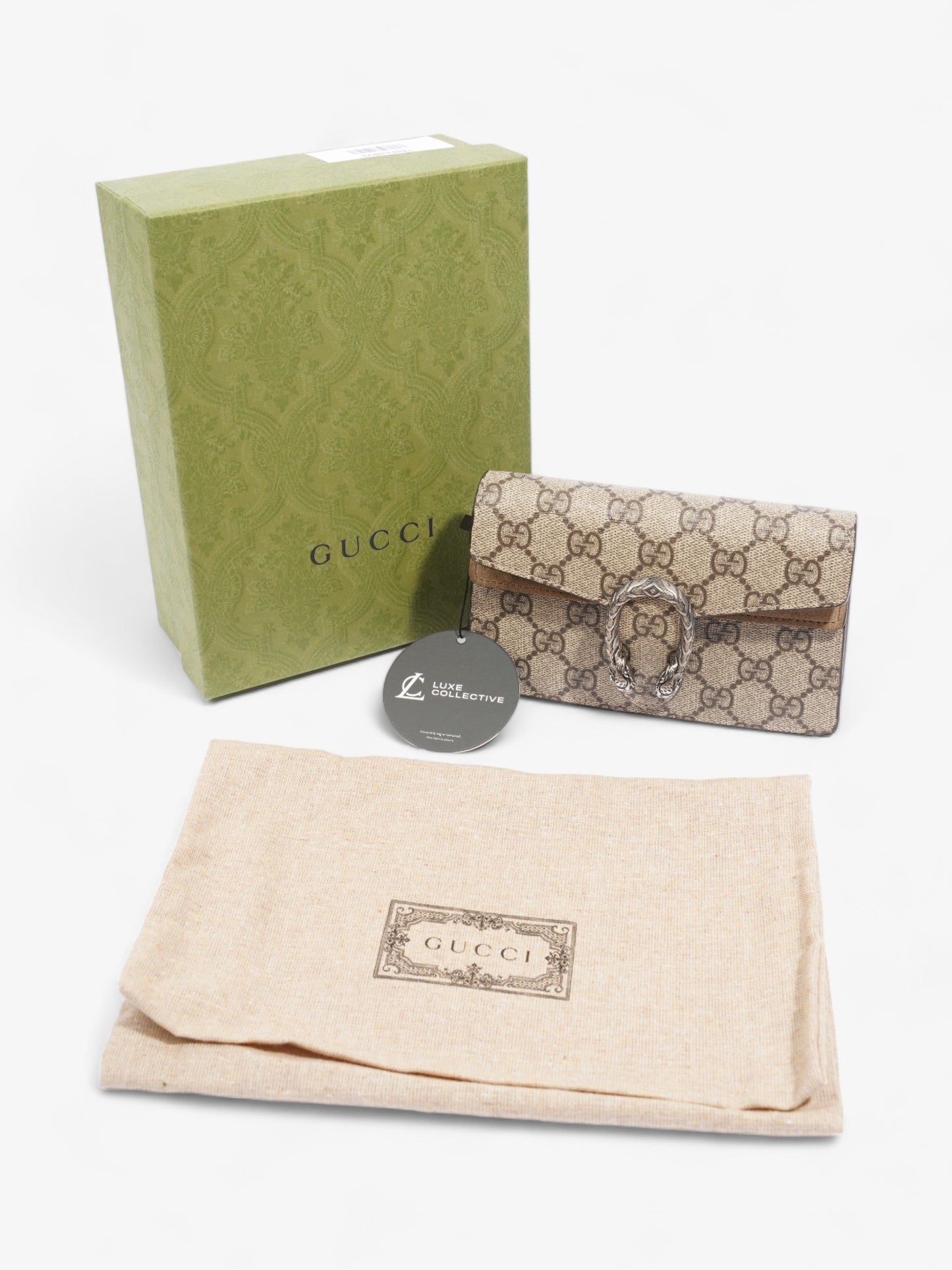 Gucci Dionysus Super Mini Beige And Ebony GG Supreme Coated Canvas