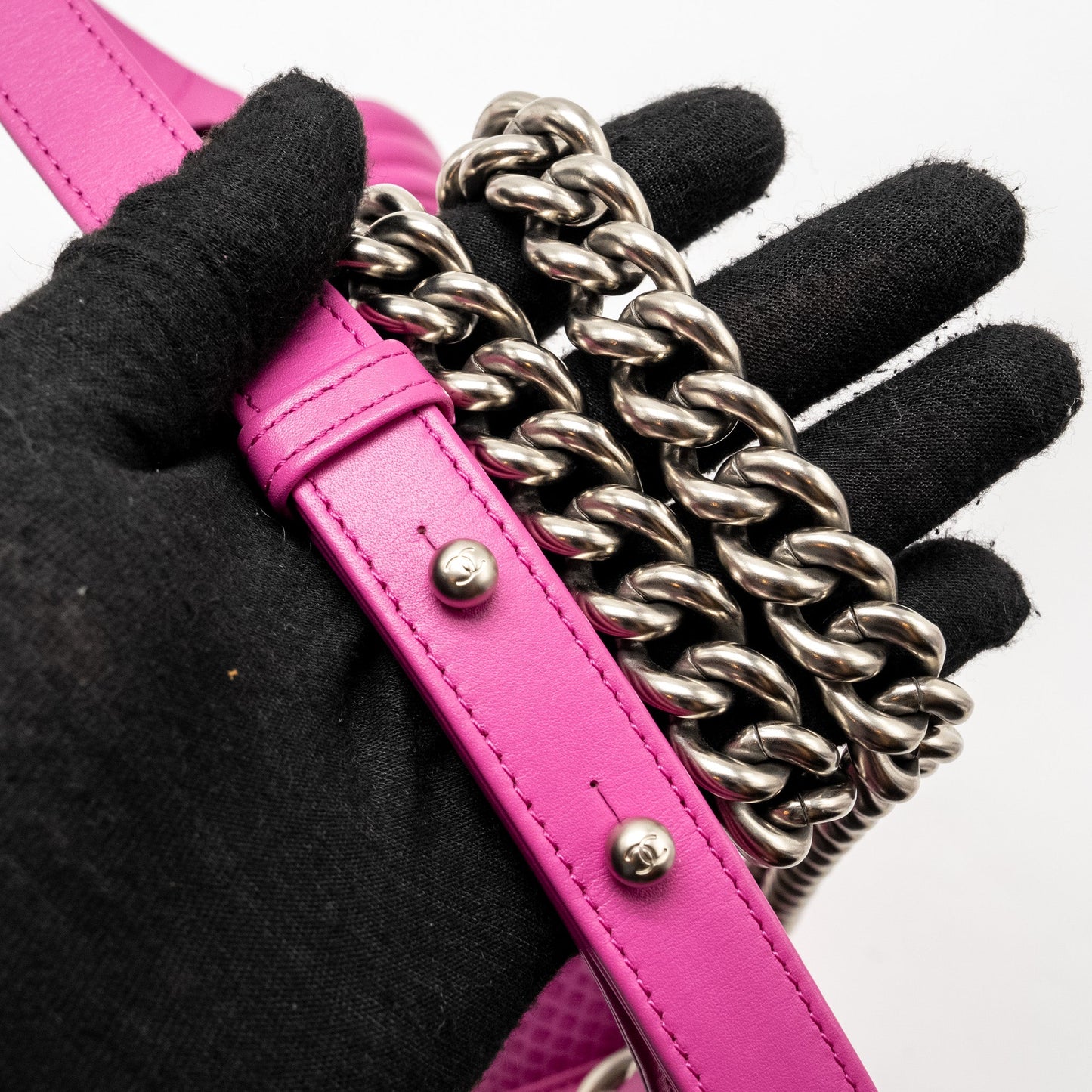 Chanel Medium Boy Flap Bag Python Pink Brushed