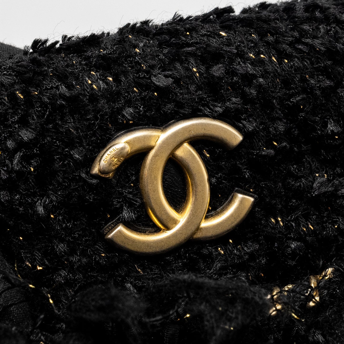 Chanel Fringe Paris Cosmopolite Clutch Tweed Black