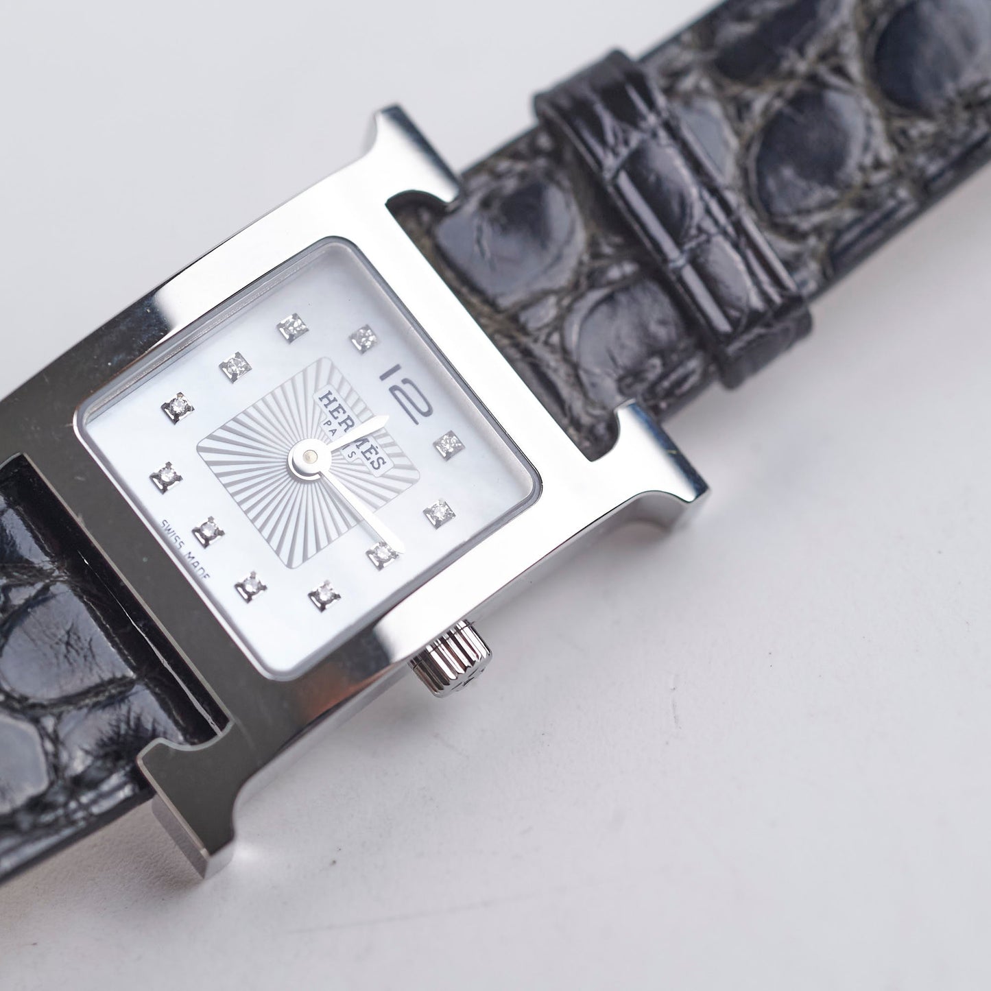 Hermes Heure H Watch Black Diamond Small 25mm