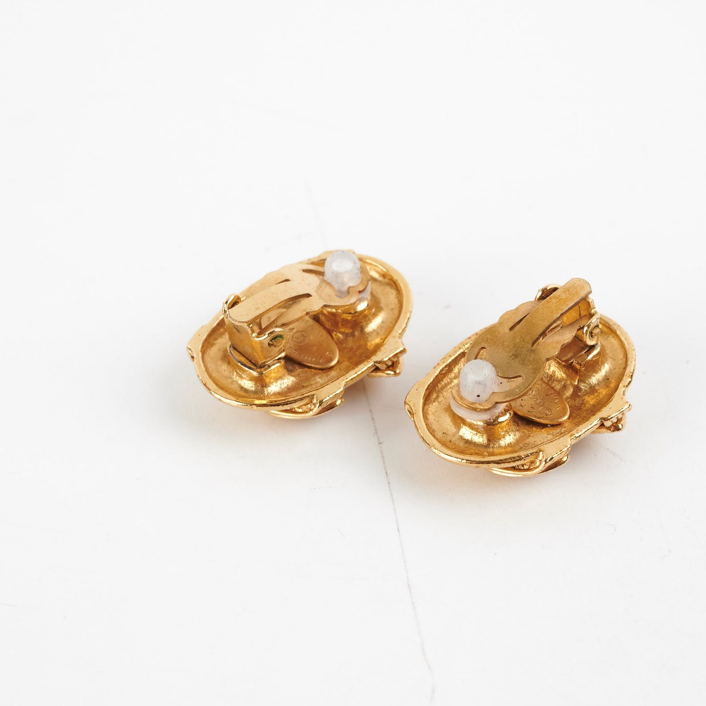 Chanel Vintage Oval Clip On Earrings Costume Jewellery