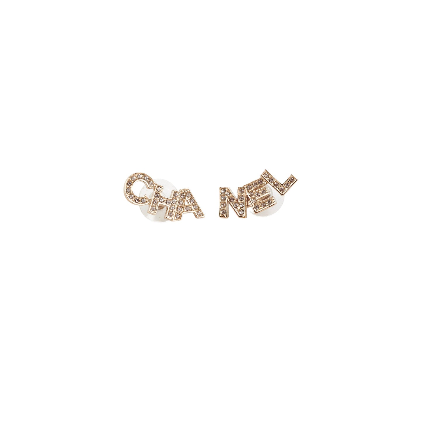 Chanel Logo Cha-Nel Crsytal Earrings Costume Jewellery