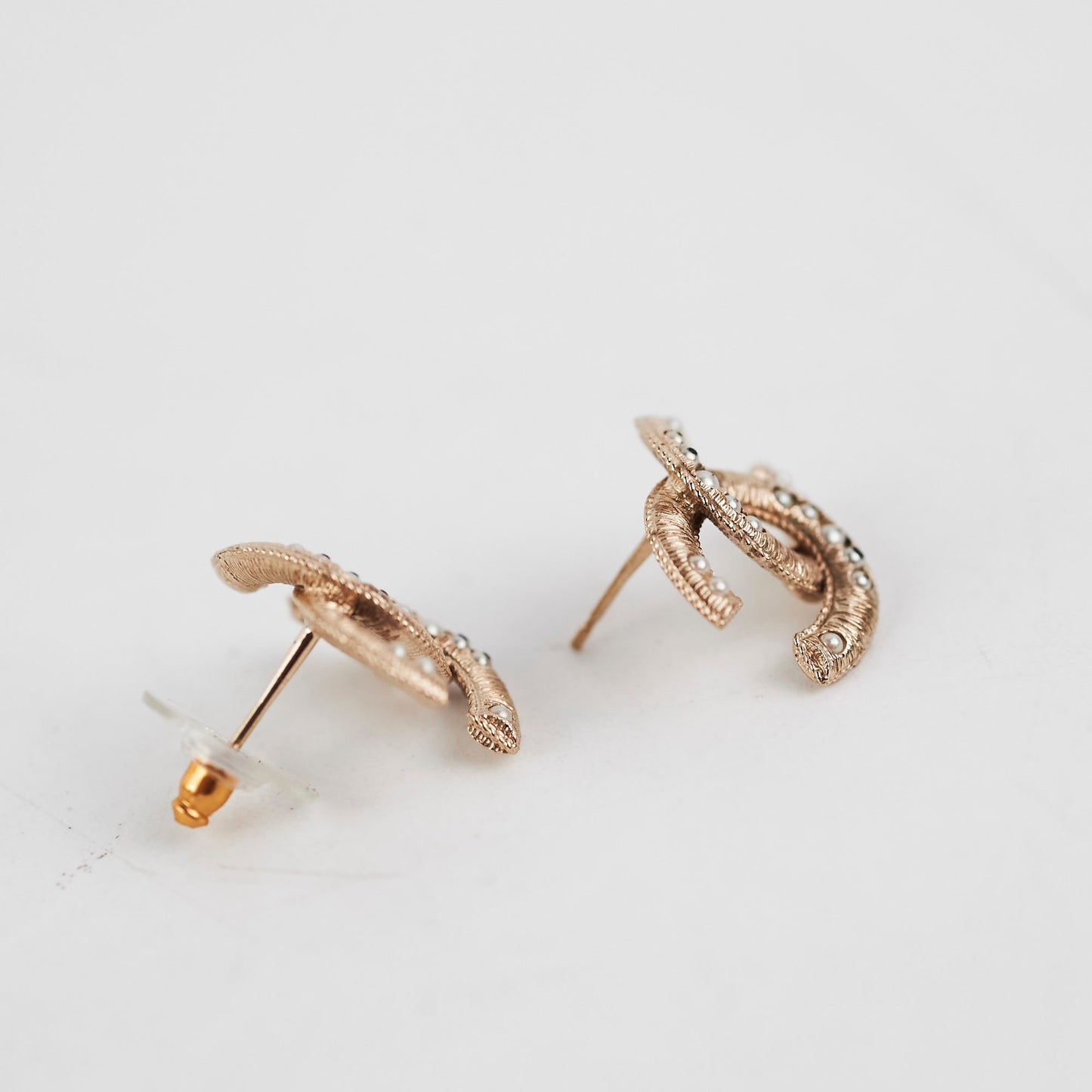 Chanel CC Logo Pearl Earrings