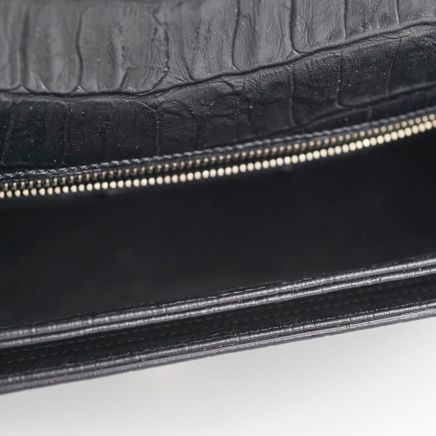 Saint Laurent Black Croc Embossed Crossbody
