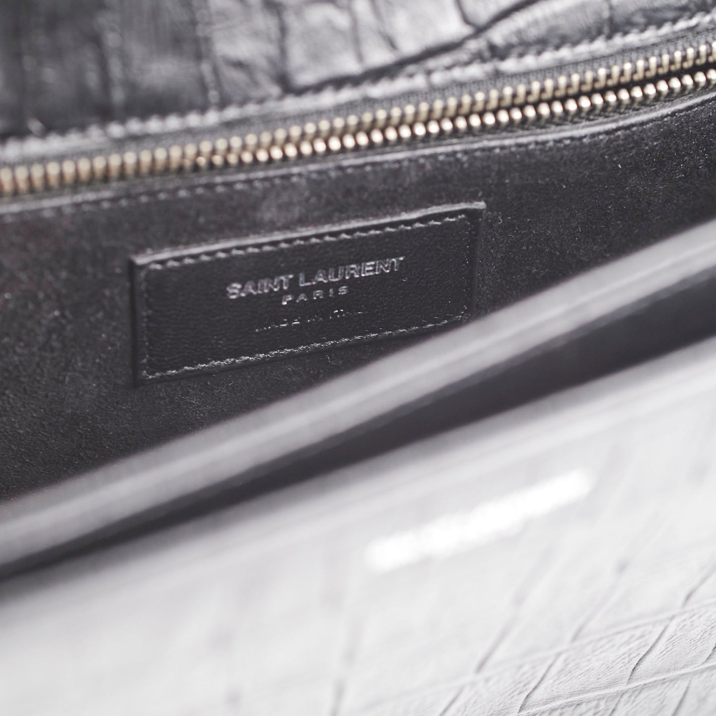 Saint Laurent Black Croc Embossed Crossbody
