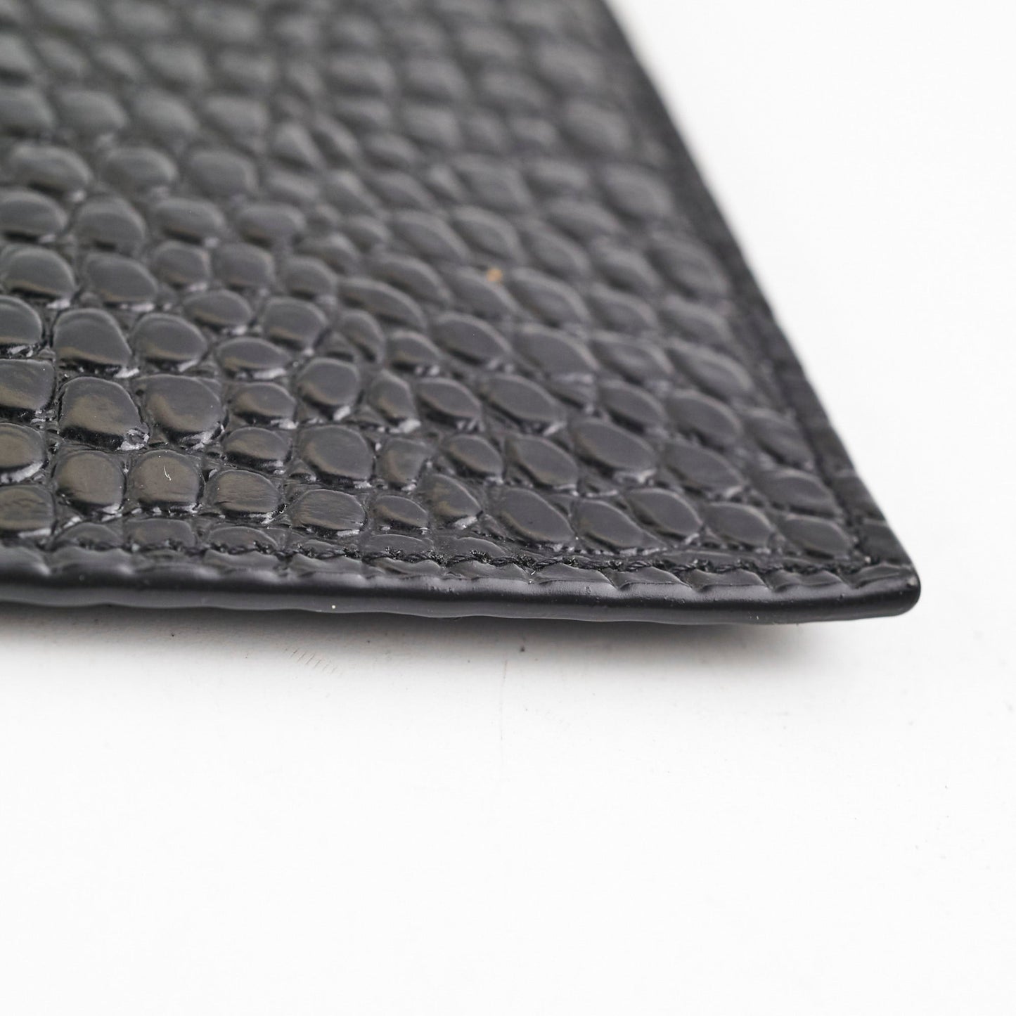 Saint Laurent Uptown Pouch Black Croc Embossed Clutch