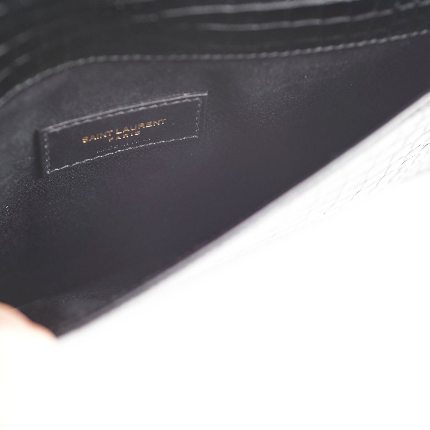 Saint Laurent Uptown Pouch Black Croc Embossed Clutch